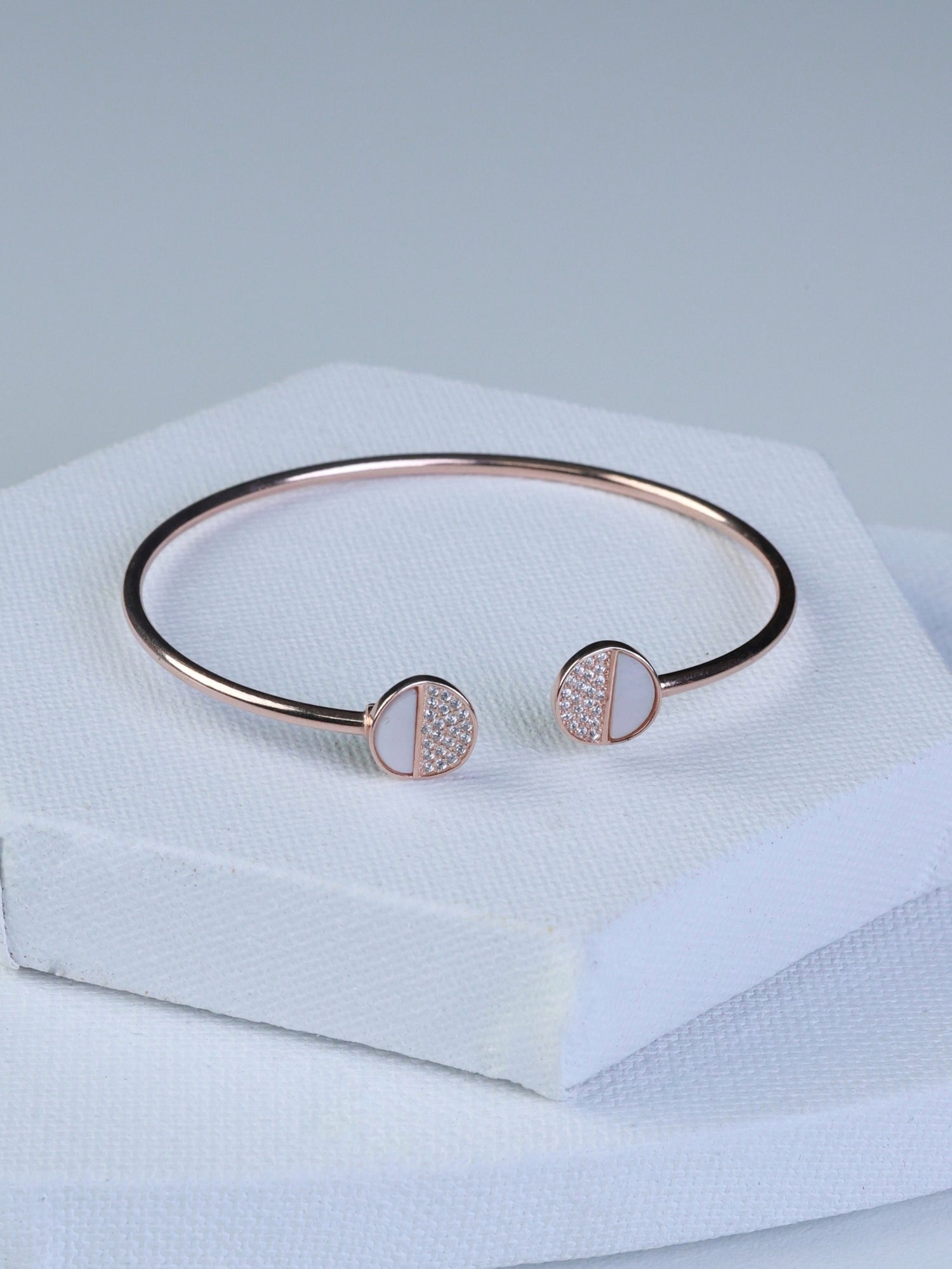 Rose Gold Crystal Open Cuff Bracelet