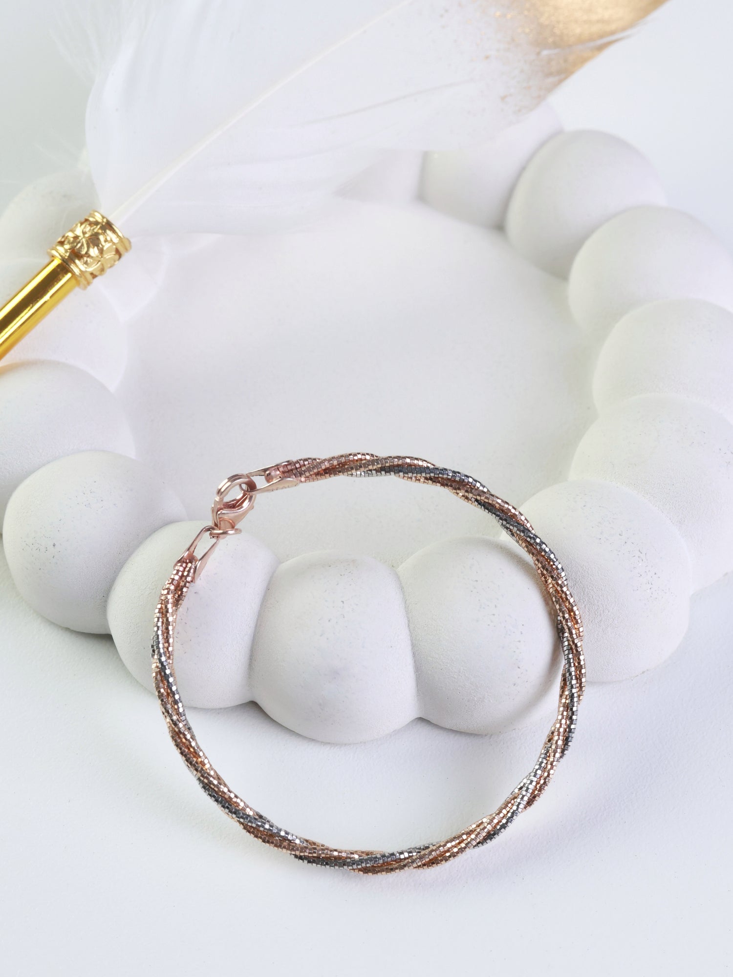 Sterling Silver Dual-Tone Twist Weave Bracelet
