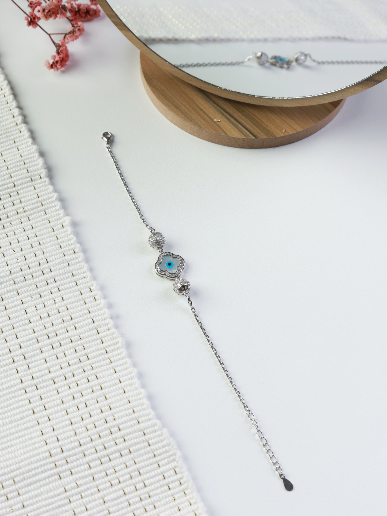 Blue Evil Eye Sterling Silver Bracelet