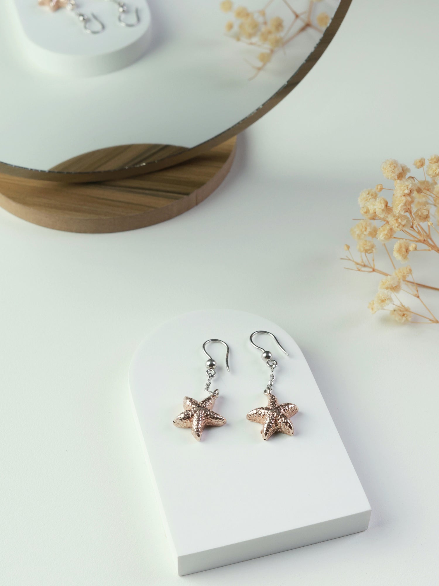 Rose Gold Starfish Drop Earrings