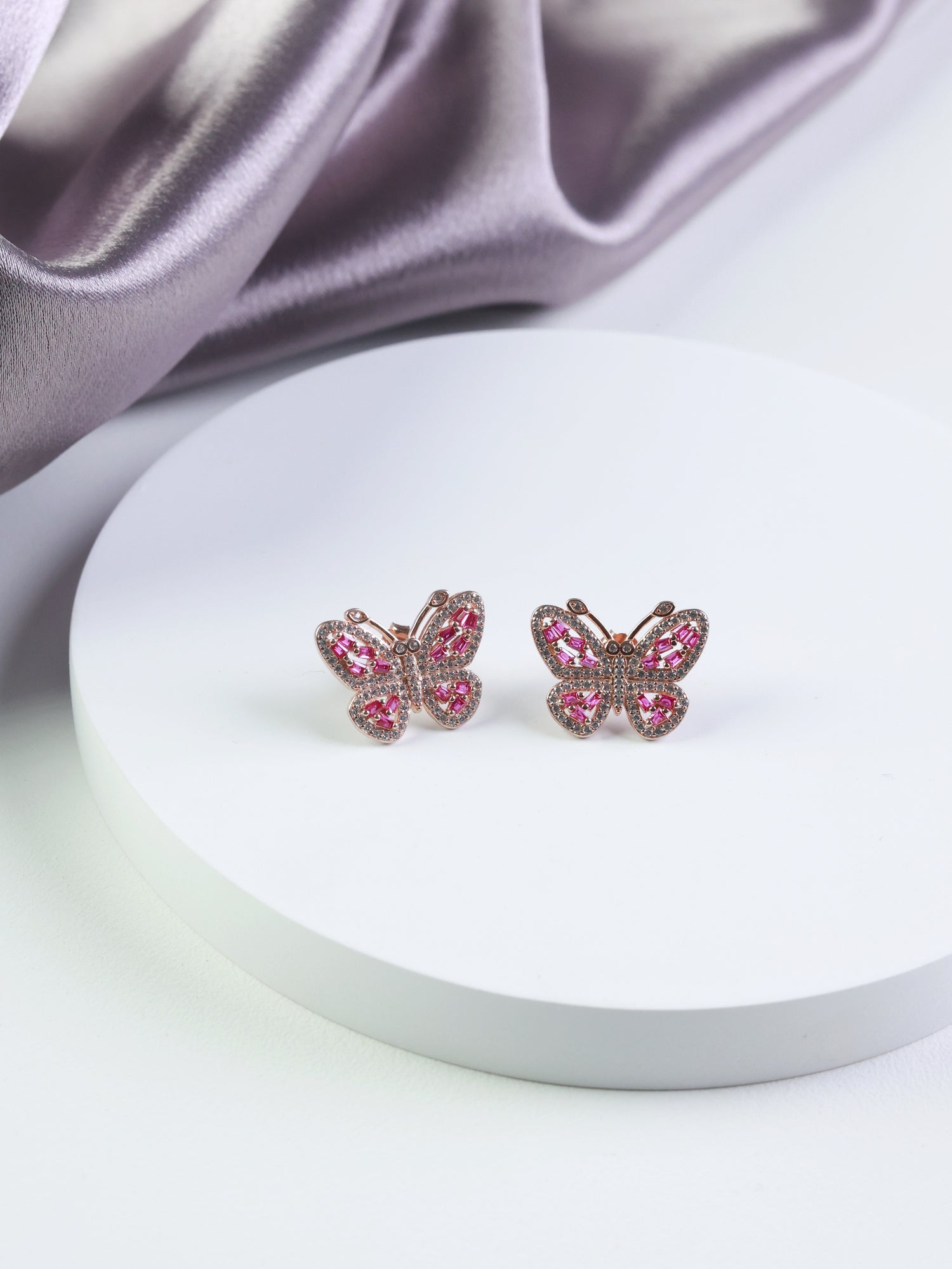 Rose Gold Butterfly Stud Earrings
