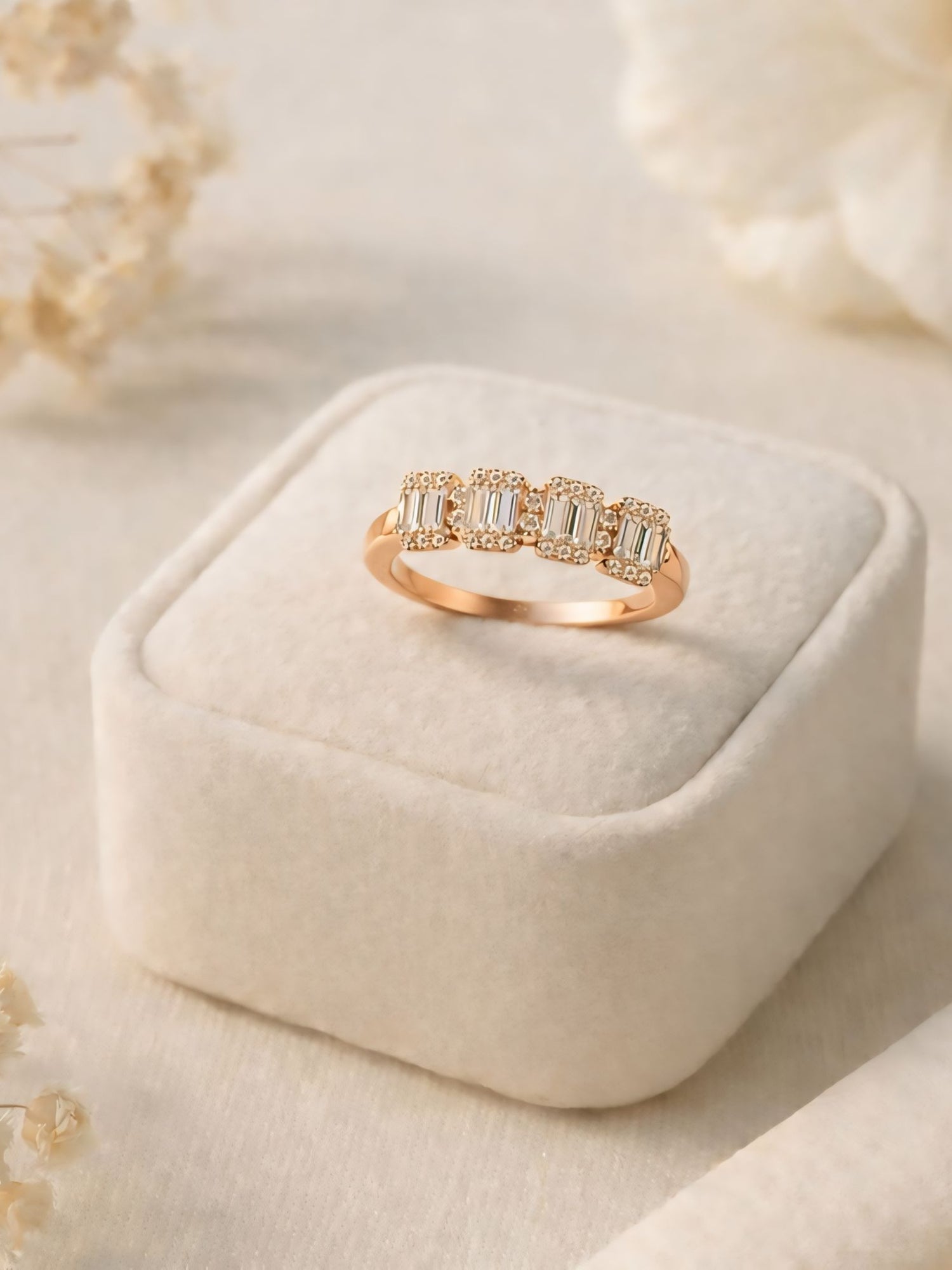 Classic Baguette Cut Rose Gold Ring