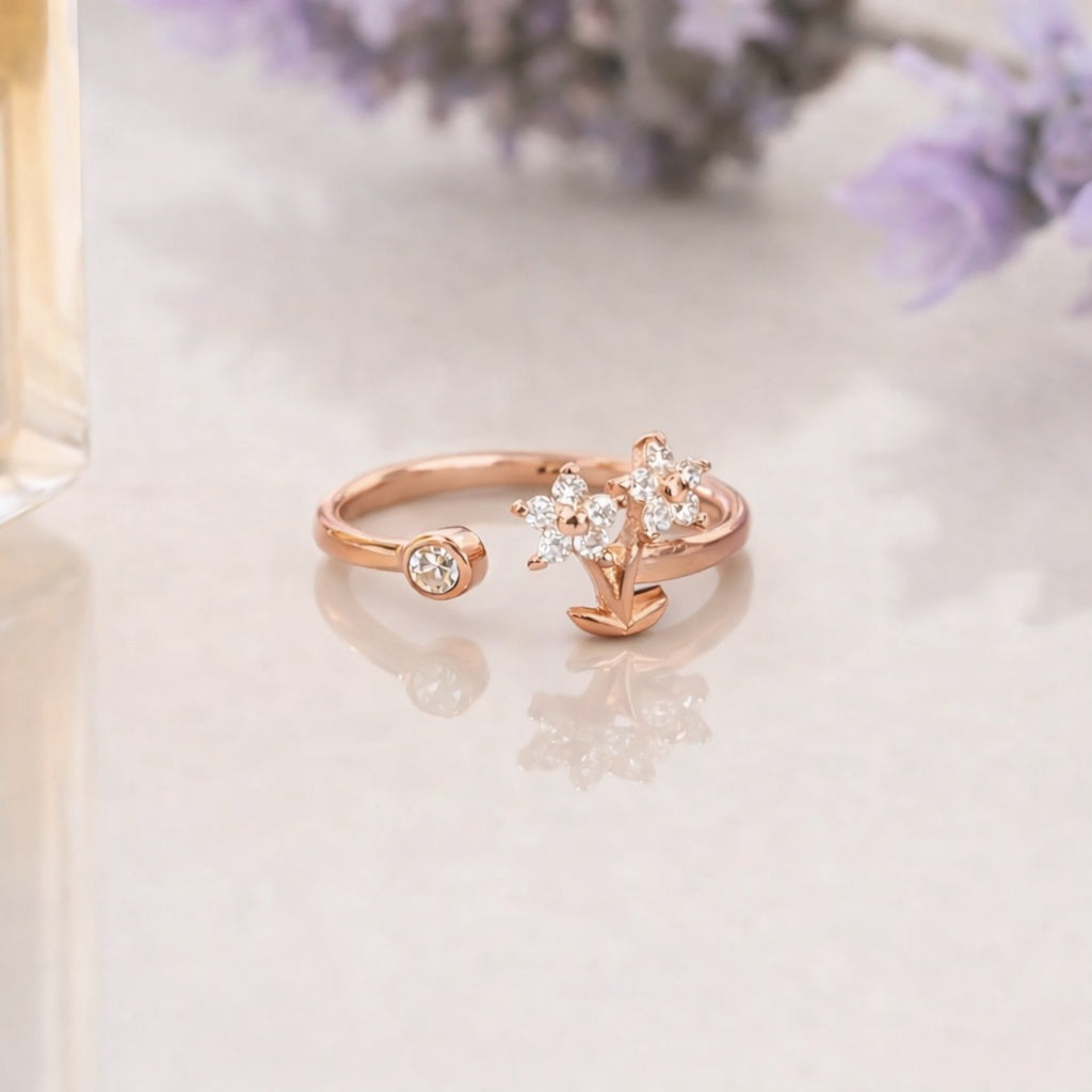 Little Lily Rose Gold Open Cuff Ring