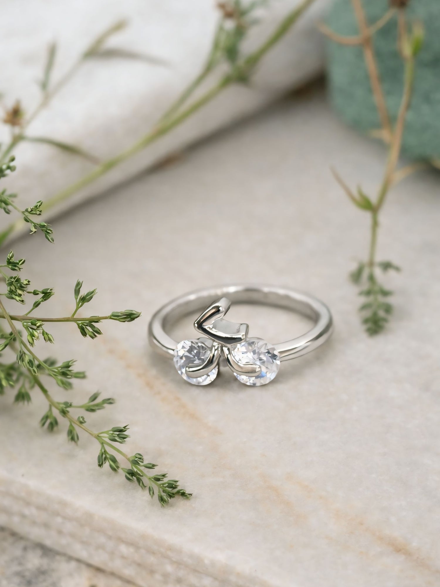 Sweet Cherry Silver Open Ring