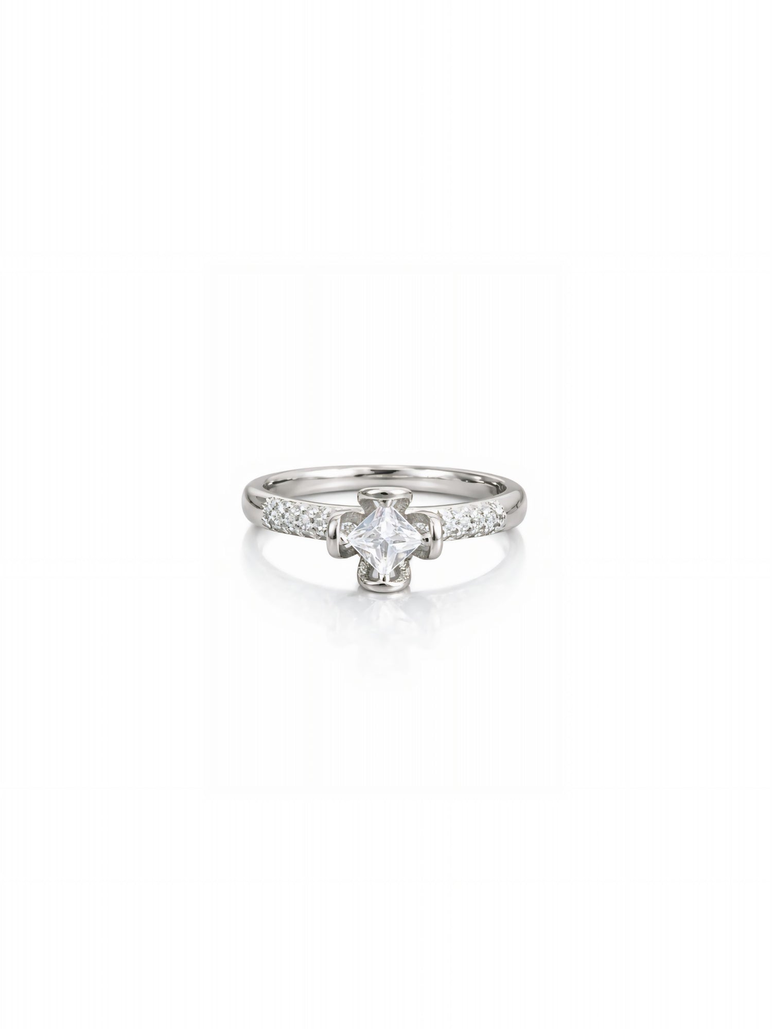 Crosslight Princess Cut Silver Ring