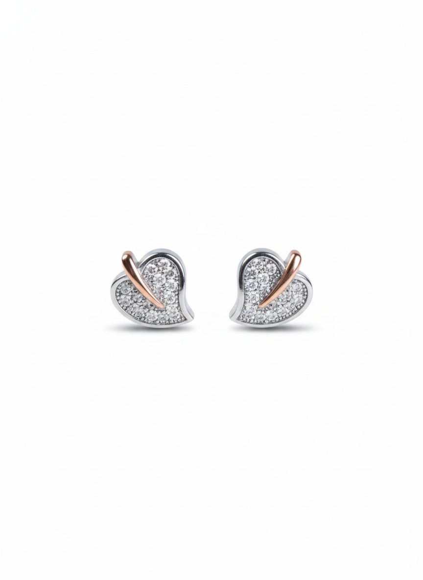 Heart Leaf Silver Stud Earrings