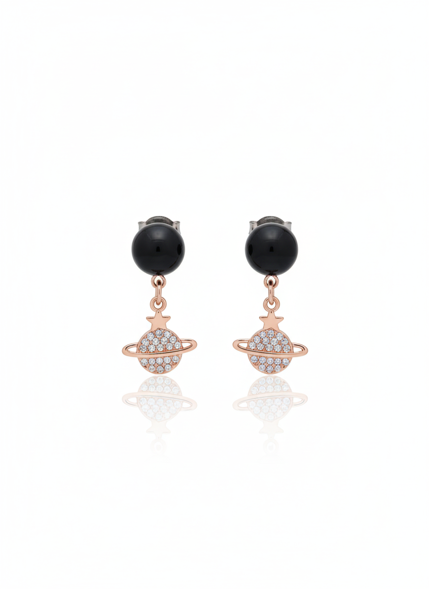 Rose Gold Saturn Drop Earring