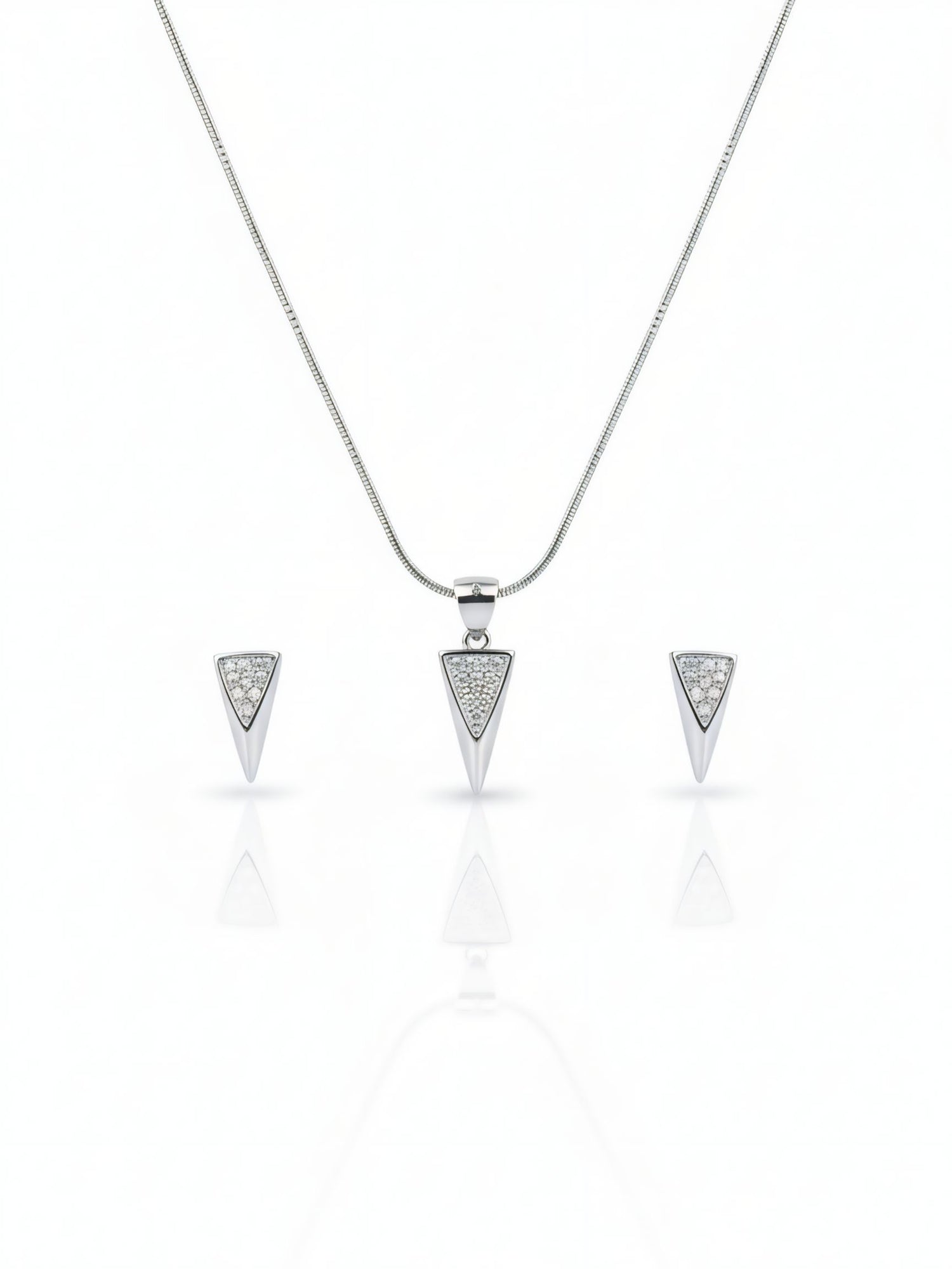 Triangle Sterling Silver Necklace Set