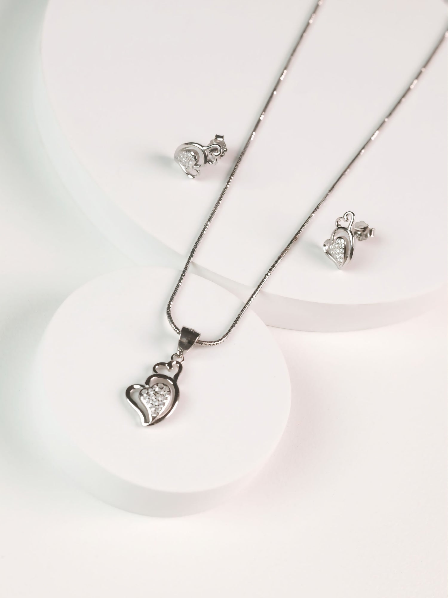 Trinity Heart Silver Pendant Set