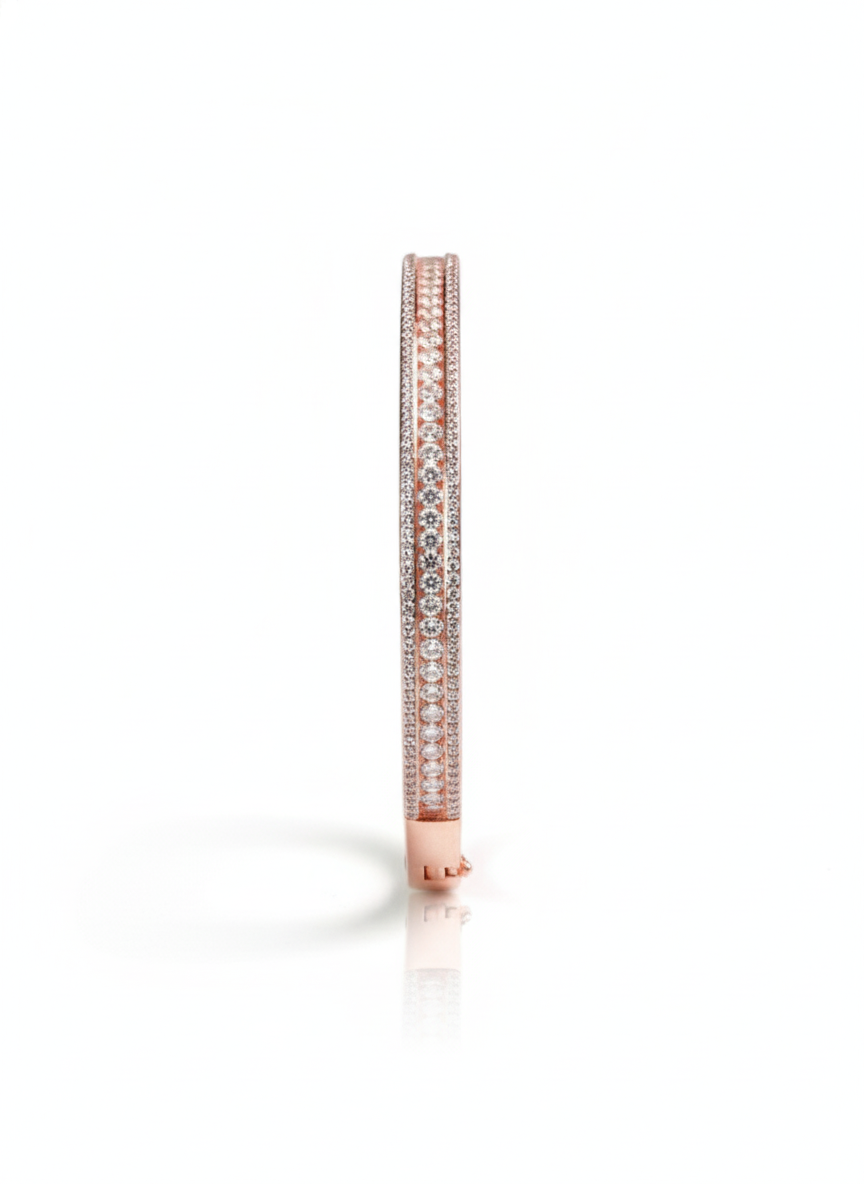 925 Silver Rose Gold Plated CZ Bangle Bracelet