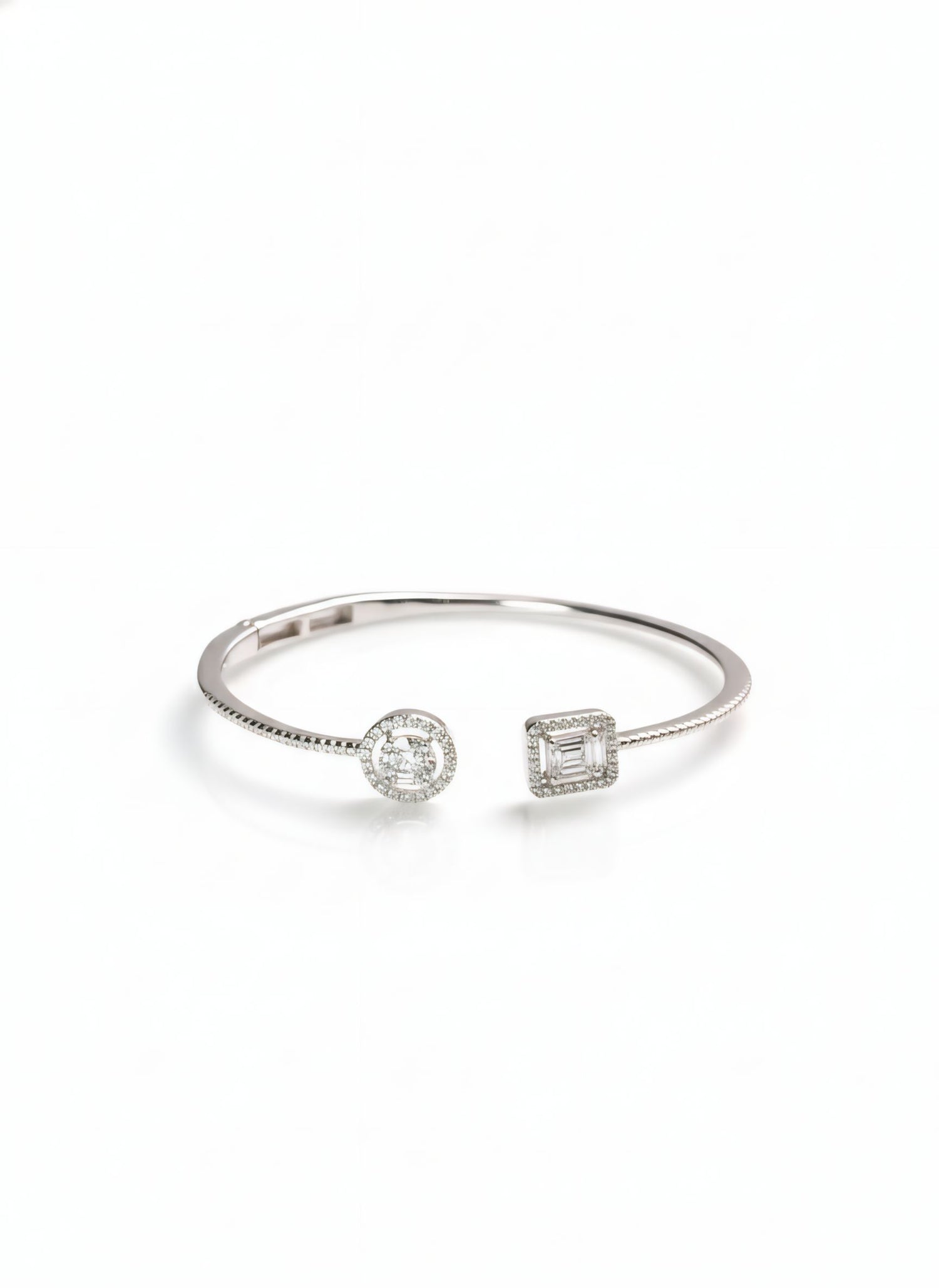 Sterling Silver Halo Open Cuff Bangle