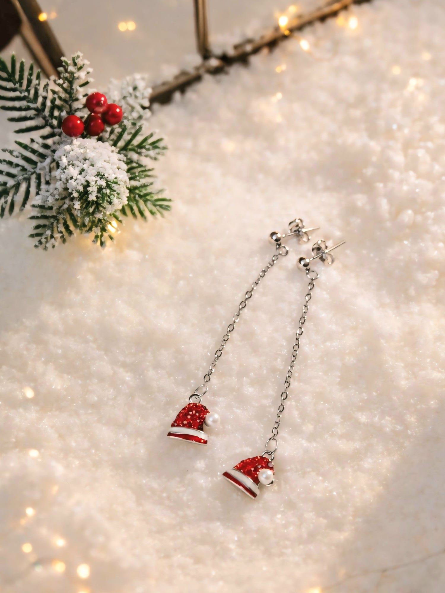 Christmas Santa Hat Dangle Earrings