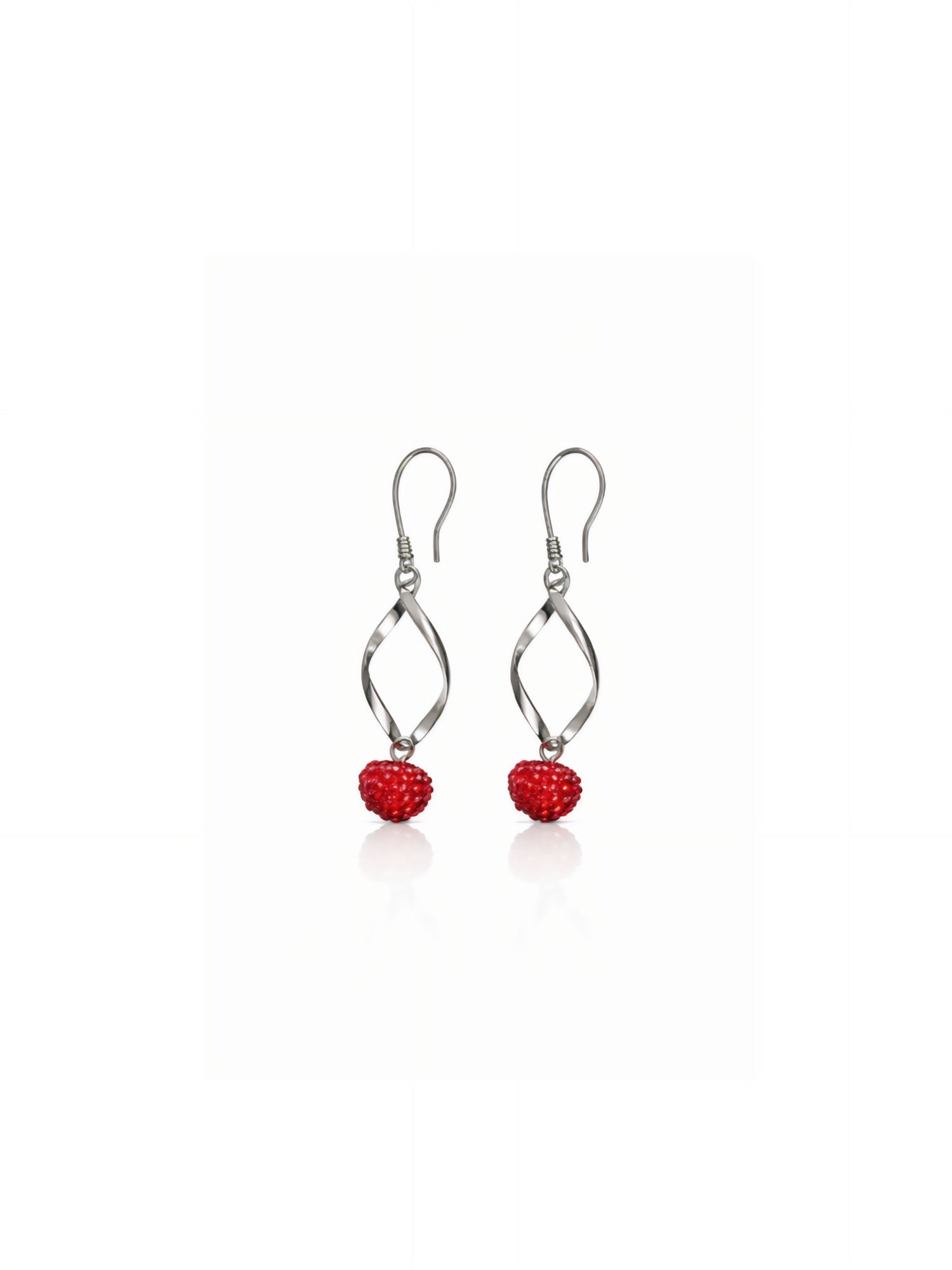 Silver twisted Heart Dangle Earrings