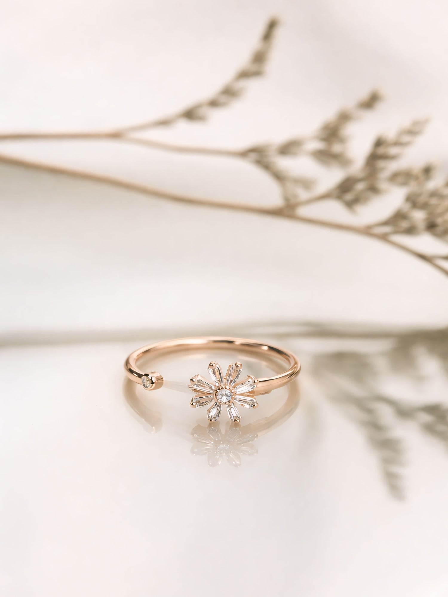 Wildflower Rose Gold Open Cuff Ring