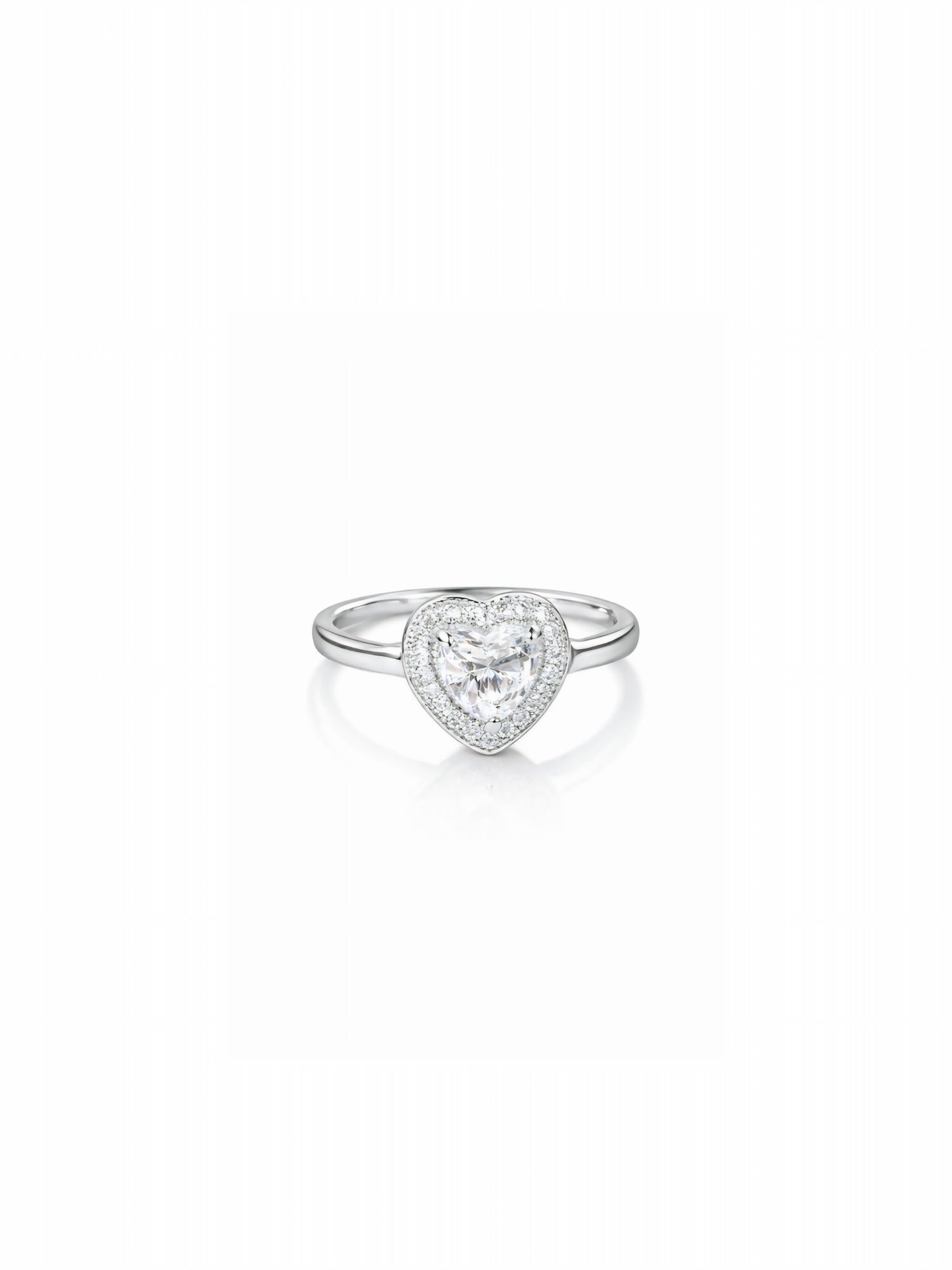 Amore Sterling Silver Stone Halo Ring