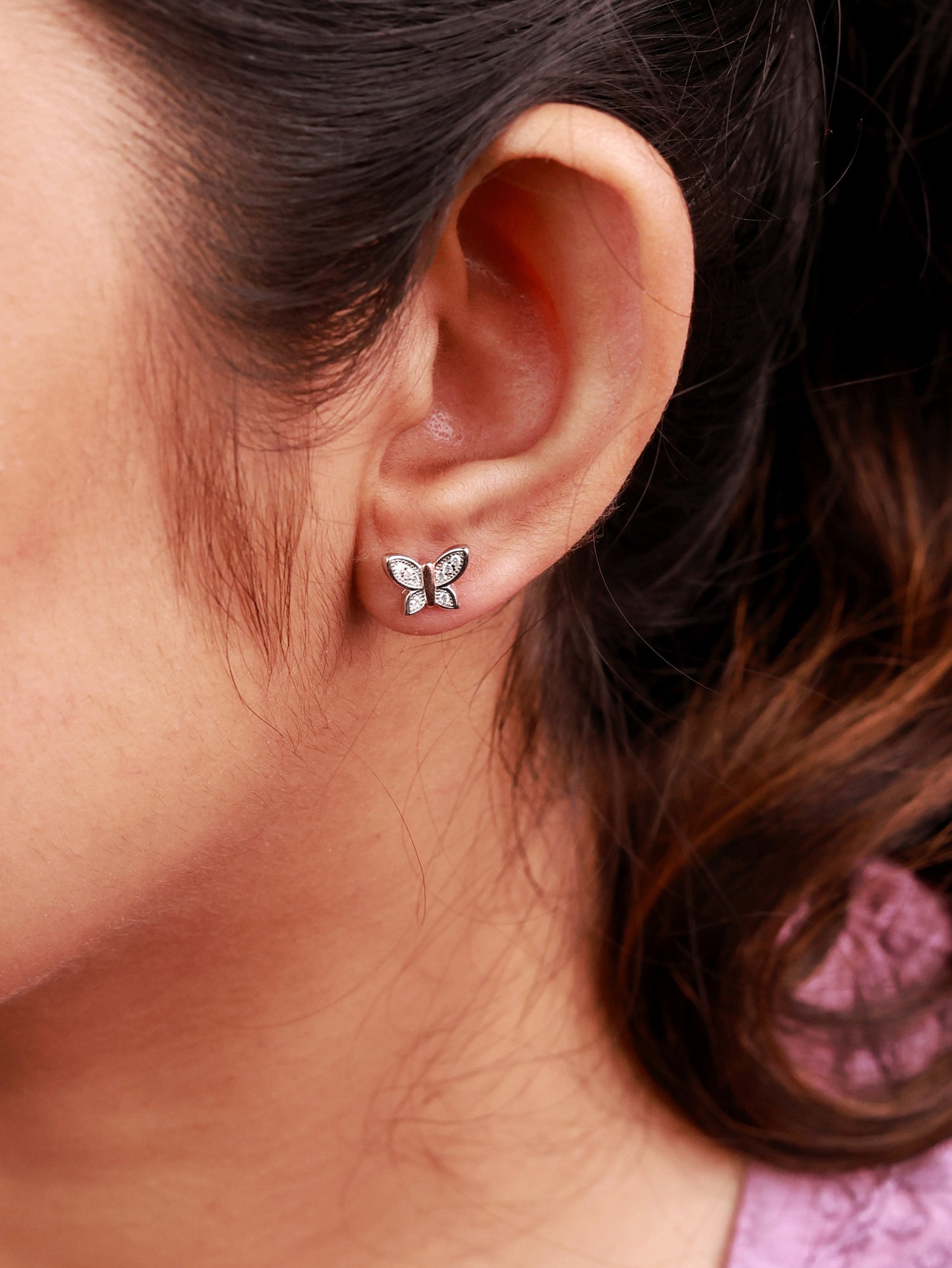Silver Cloud Wing Butterfly Stud Earring