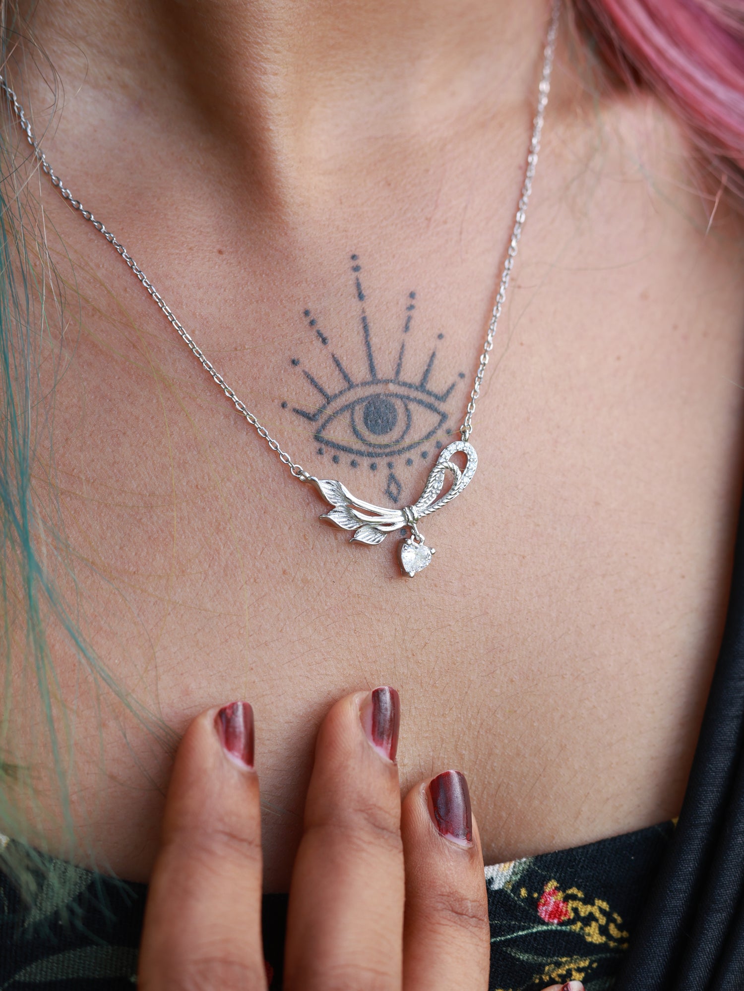 Tied Vines Heart Sterling Silver Necklace