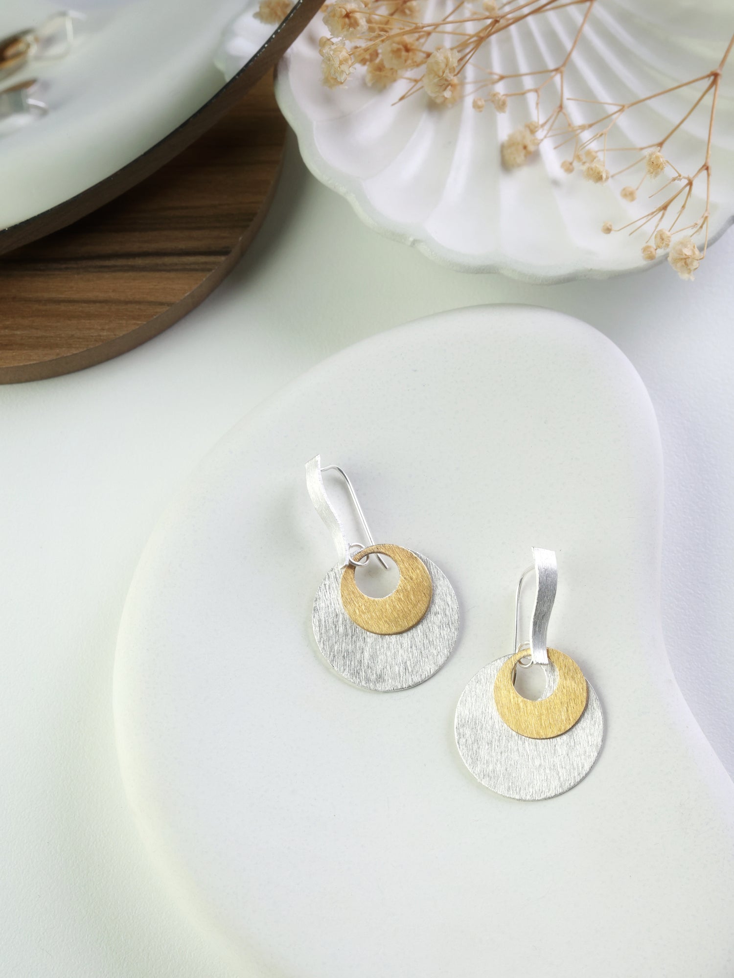 Italian Dual Tone Silver Dangle Earrings