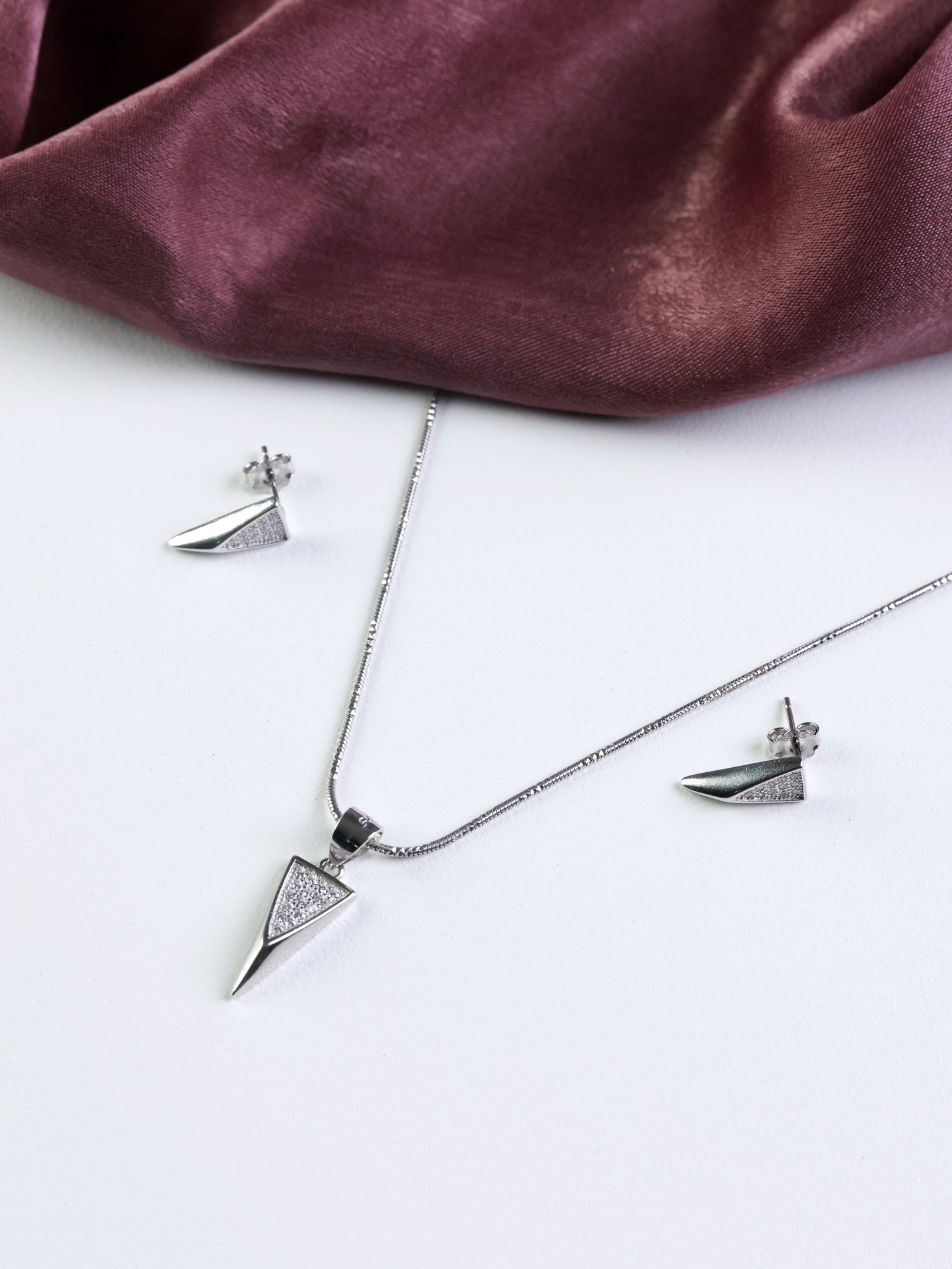 Triangle Sterling Silver Necklace Set