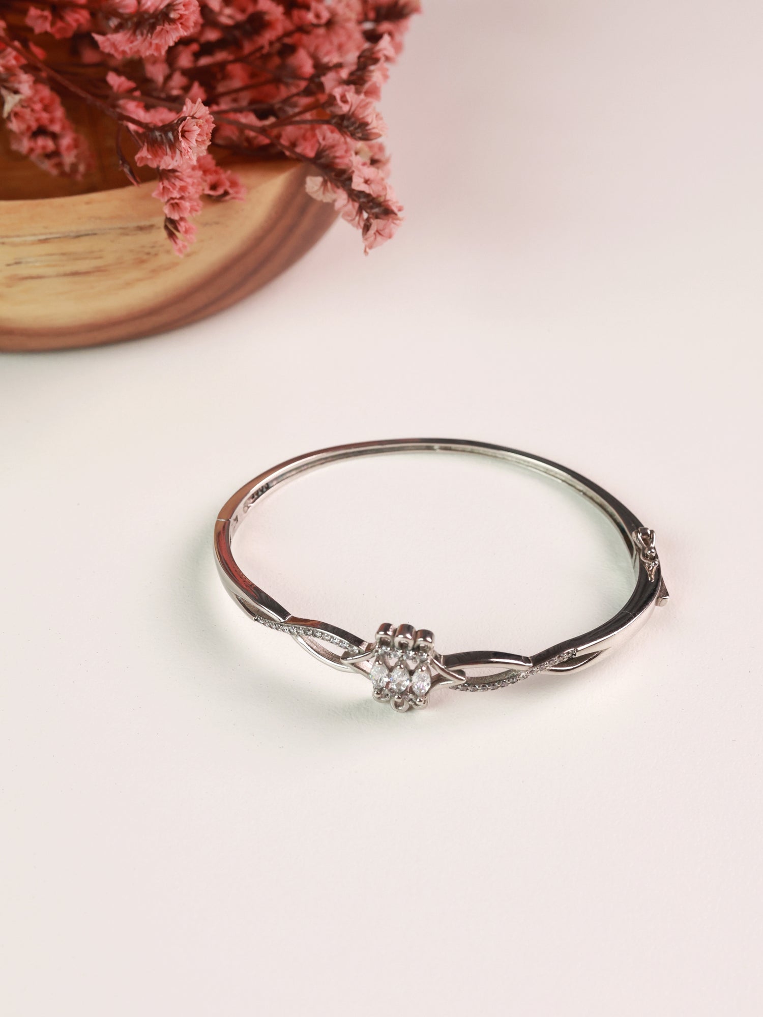 Sterling Silver Cross Wave Cuff Bangle