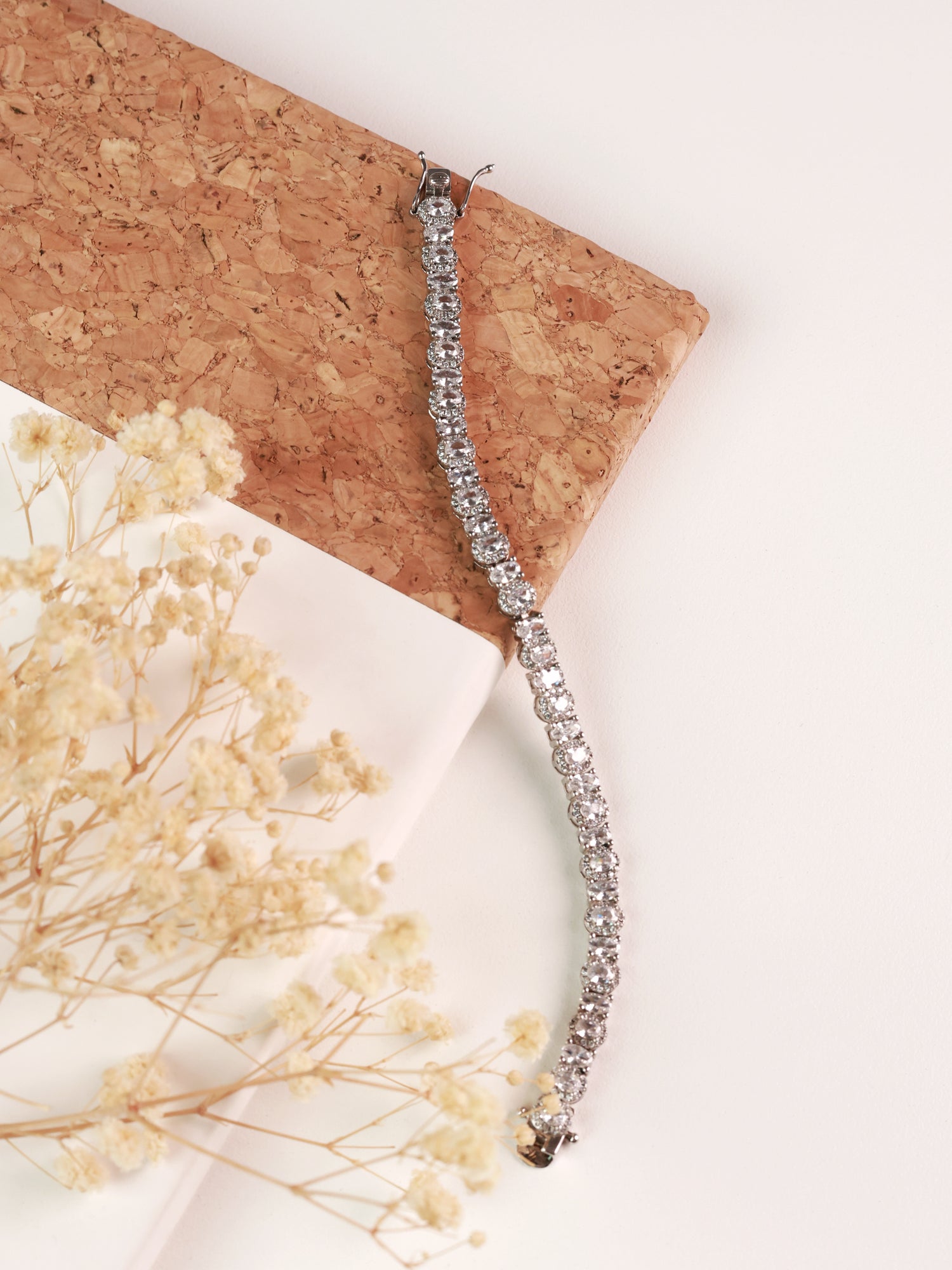 Silver Luna Halo Oval Tennis Bracelet