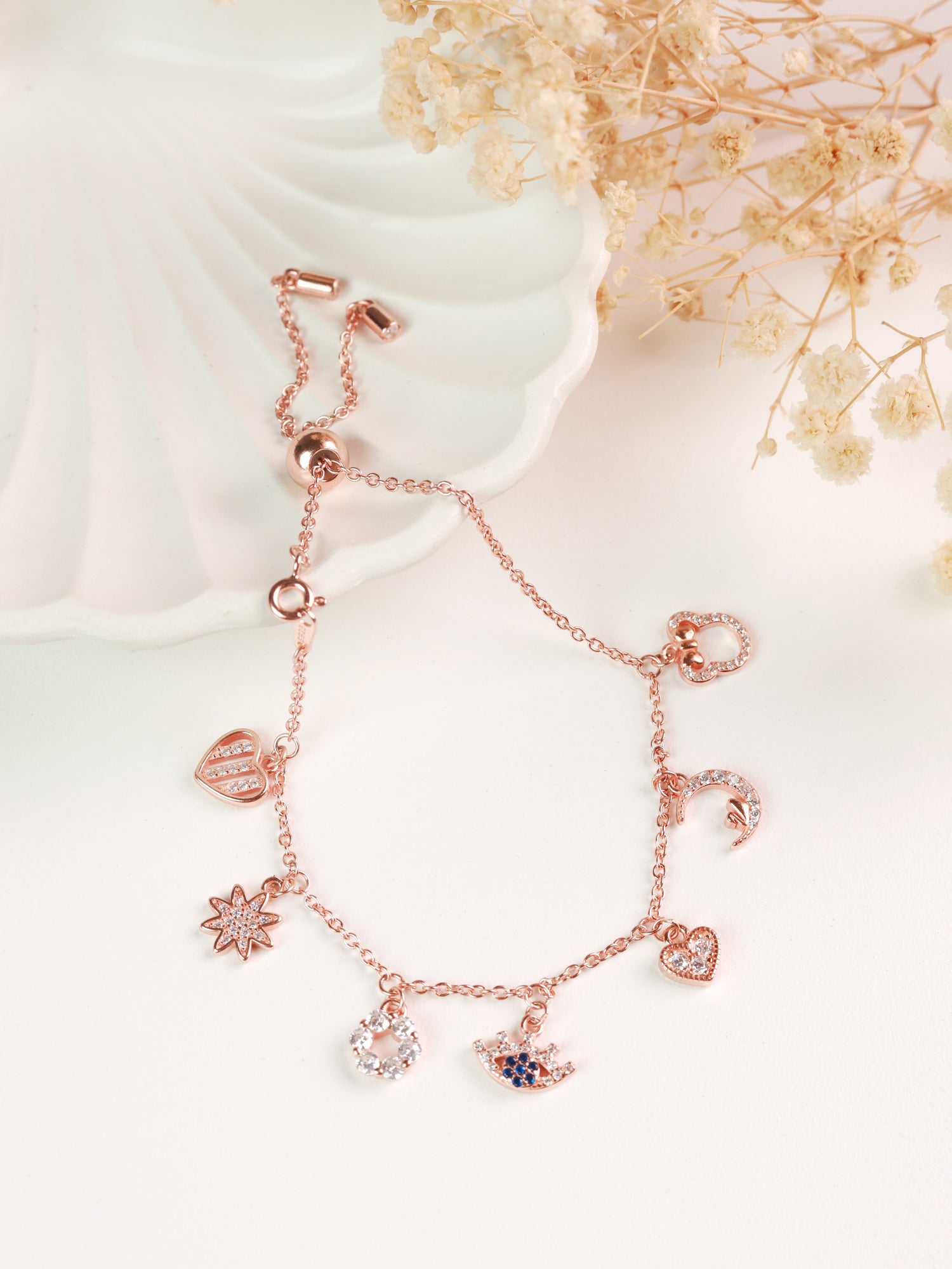 Moments & Moons Rose Gold Charm Bracelet