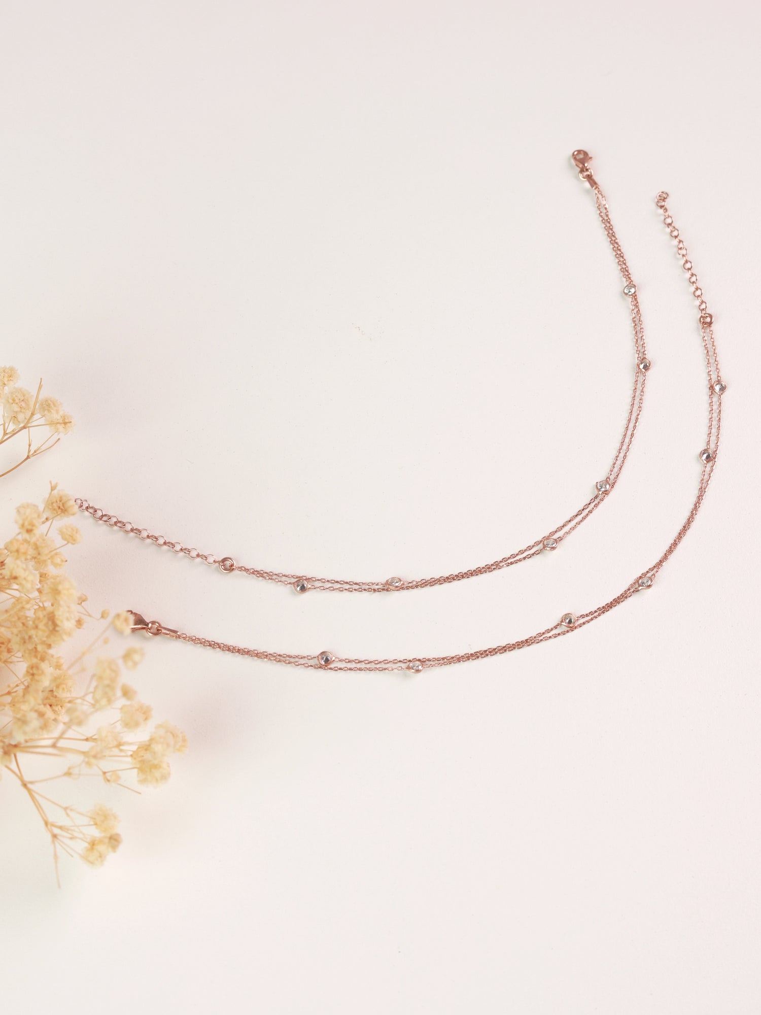 Aurora Rose Gold Double Chain Anklet