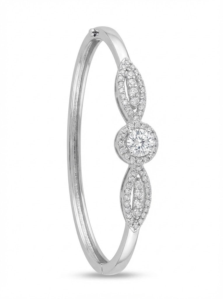 Close To You Leaf Motif Silver Bangle For Women