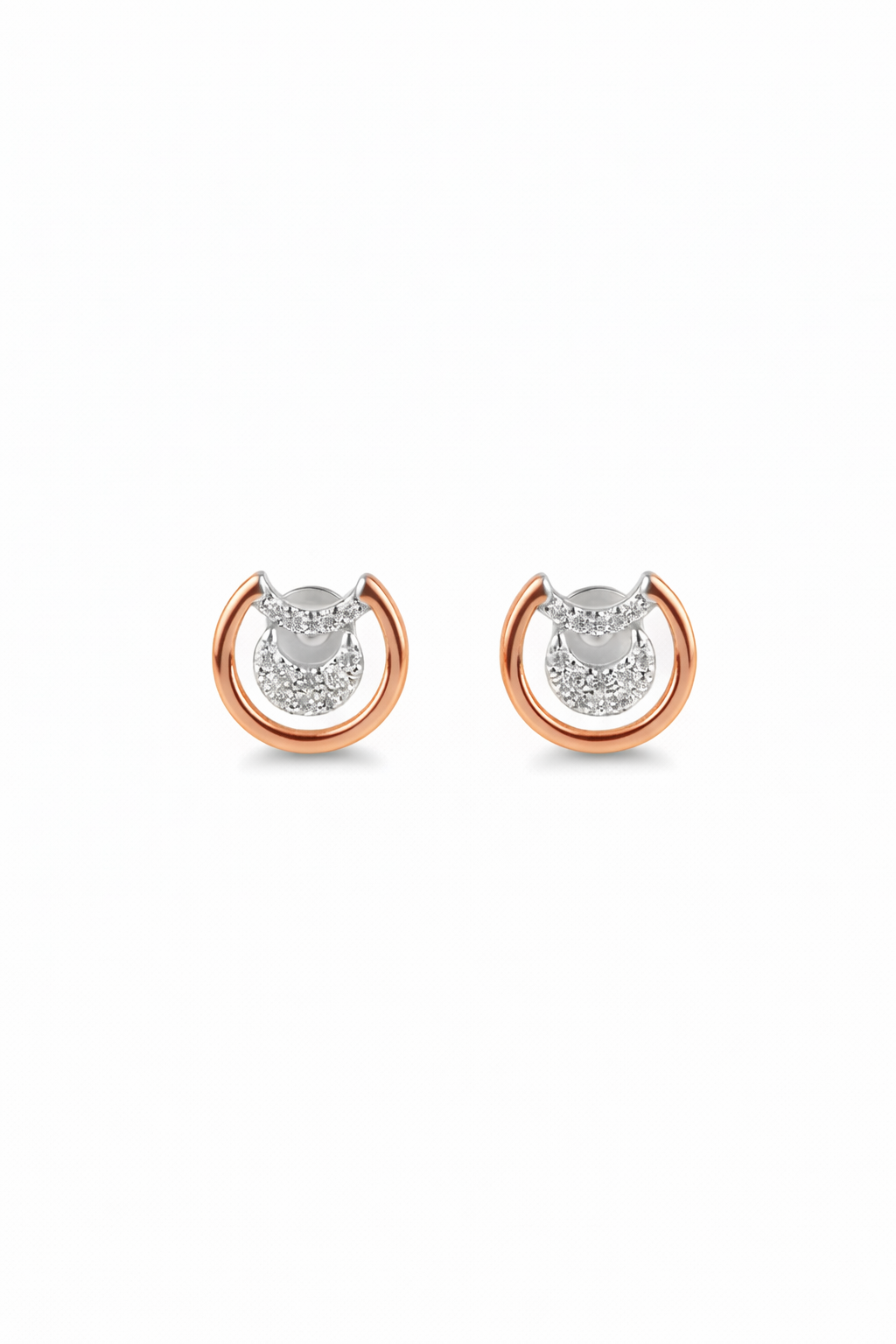 Crescent Sparkle Sterling Silver Stud Earrings