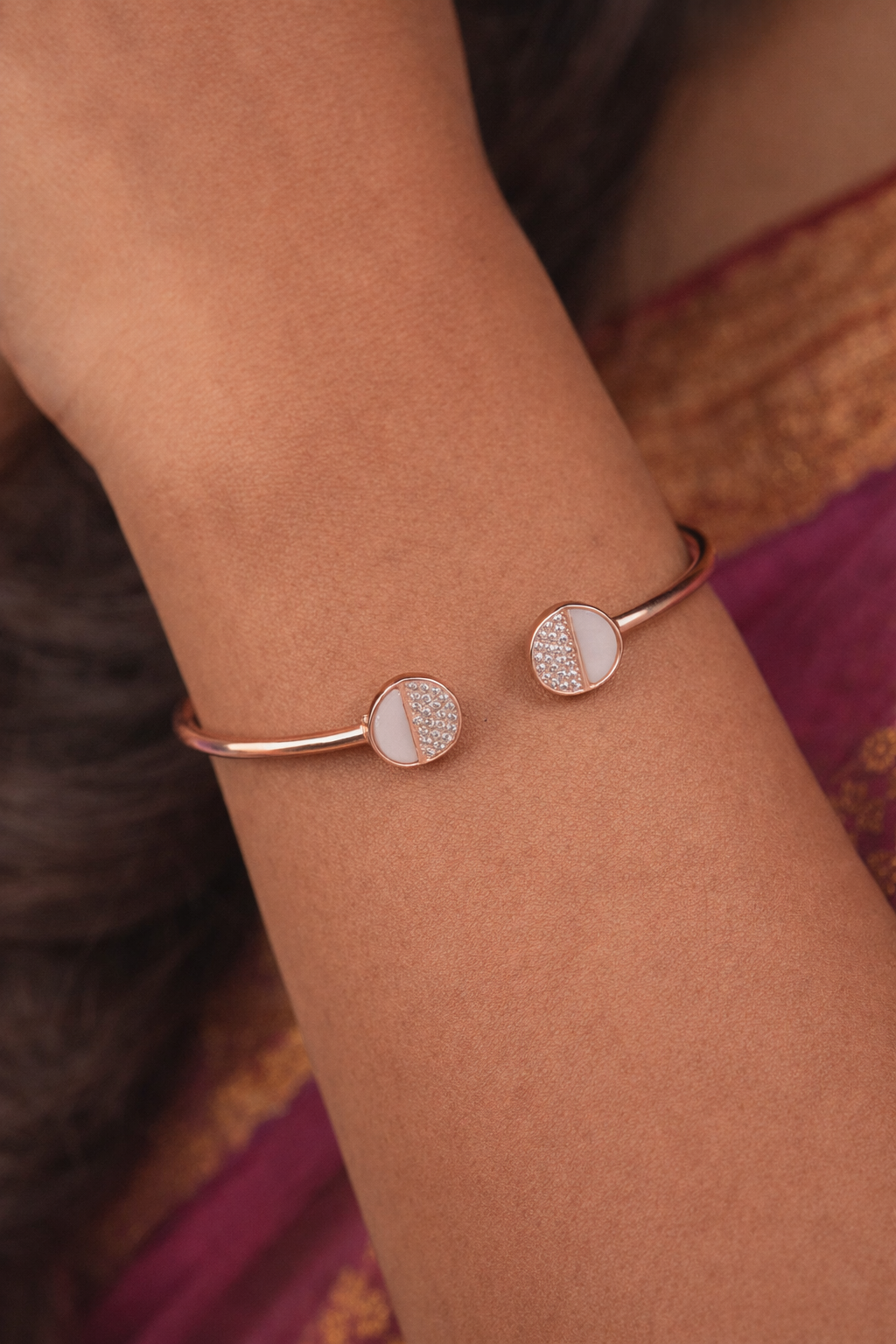 Rose Gold Crystal Open Cuff Bracelet
