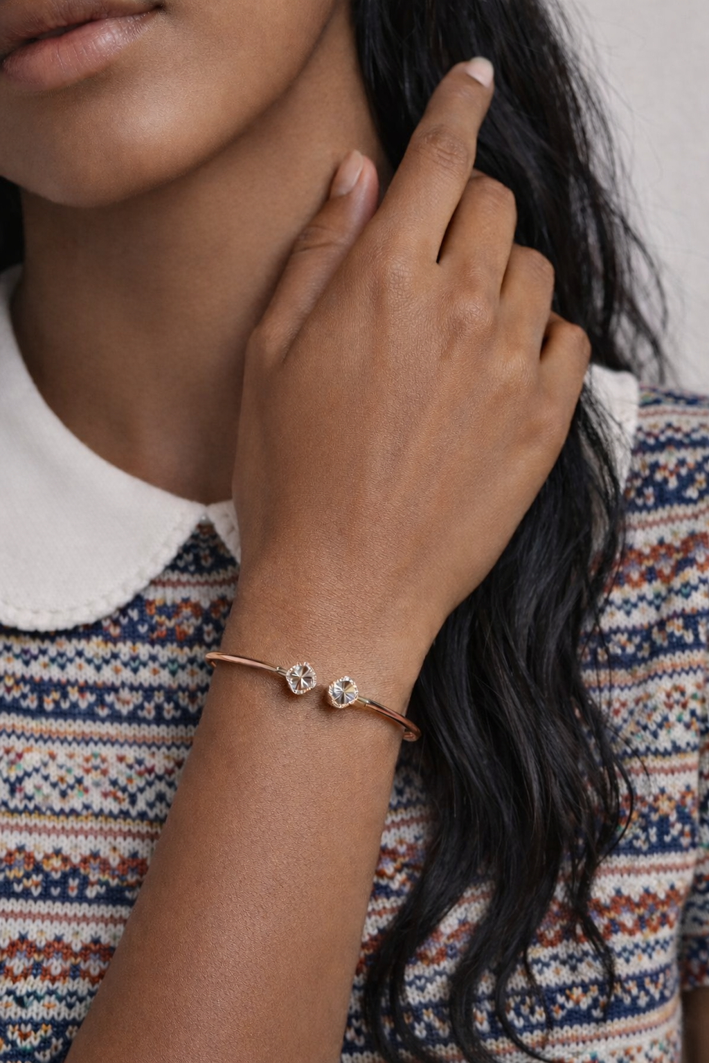 Glint Rose Gold Open Cuff Bracelet For Women