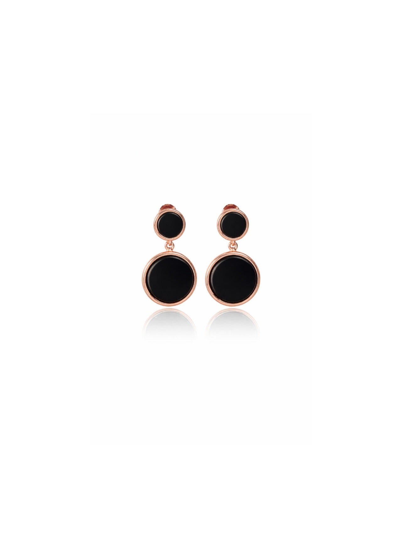Bronzallure Alba Black Onyx Double Disc Drop Earrings