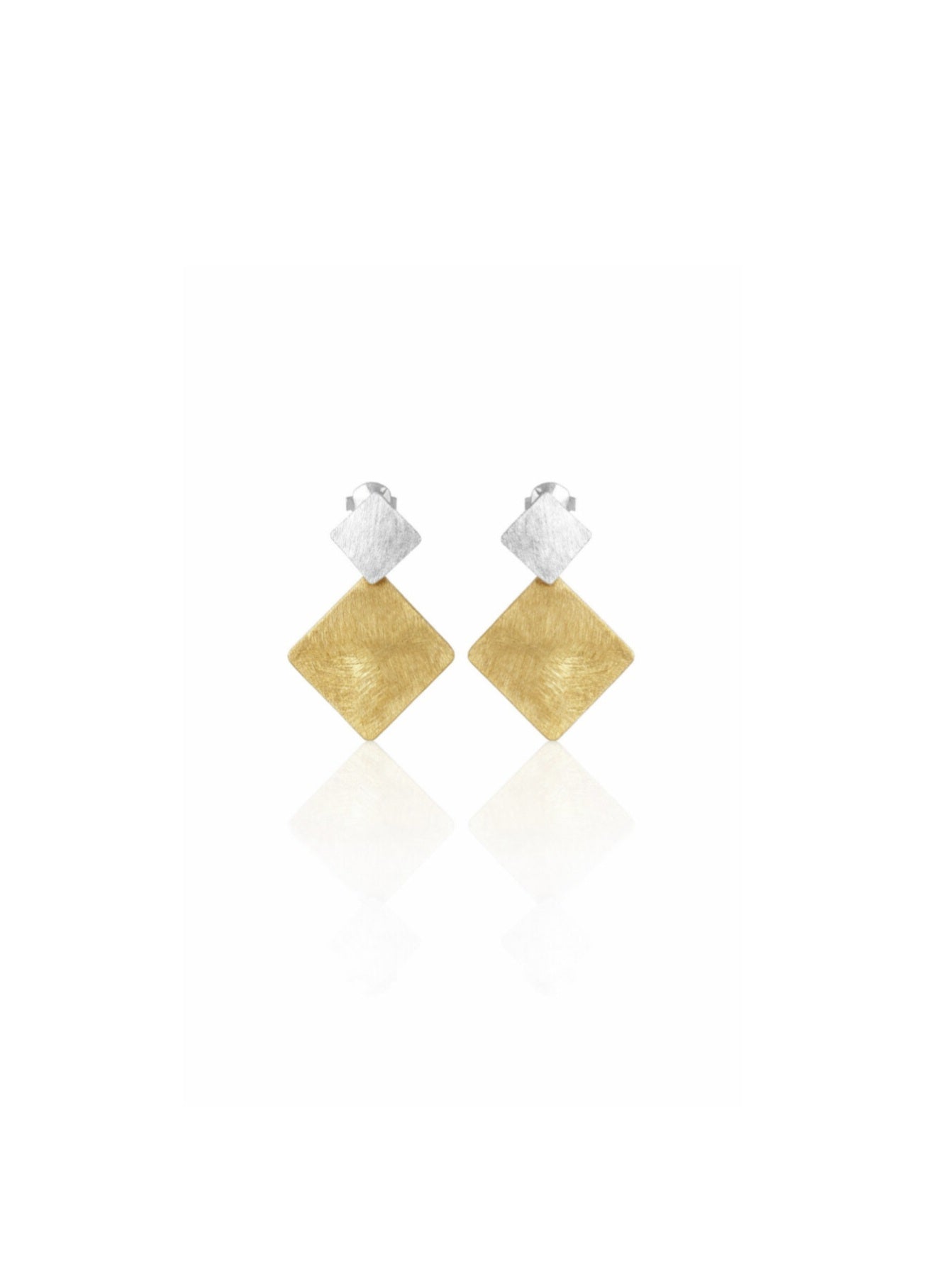 Dual Edge Two-Tone Geometric Drop Earrings