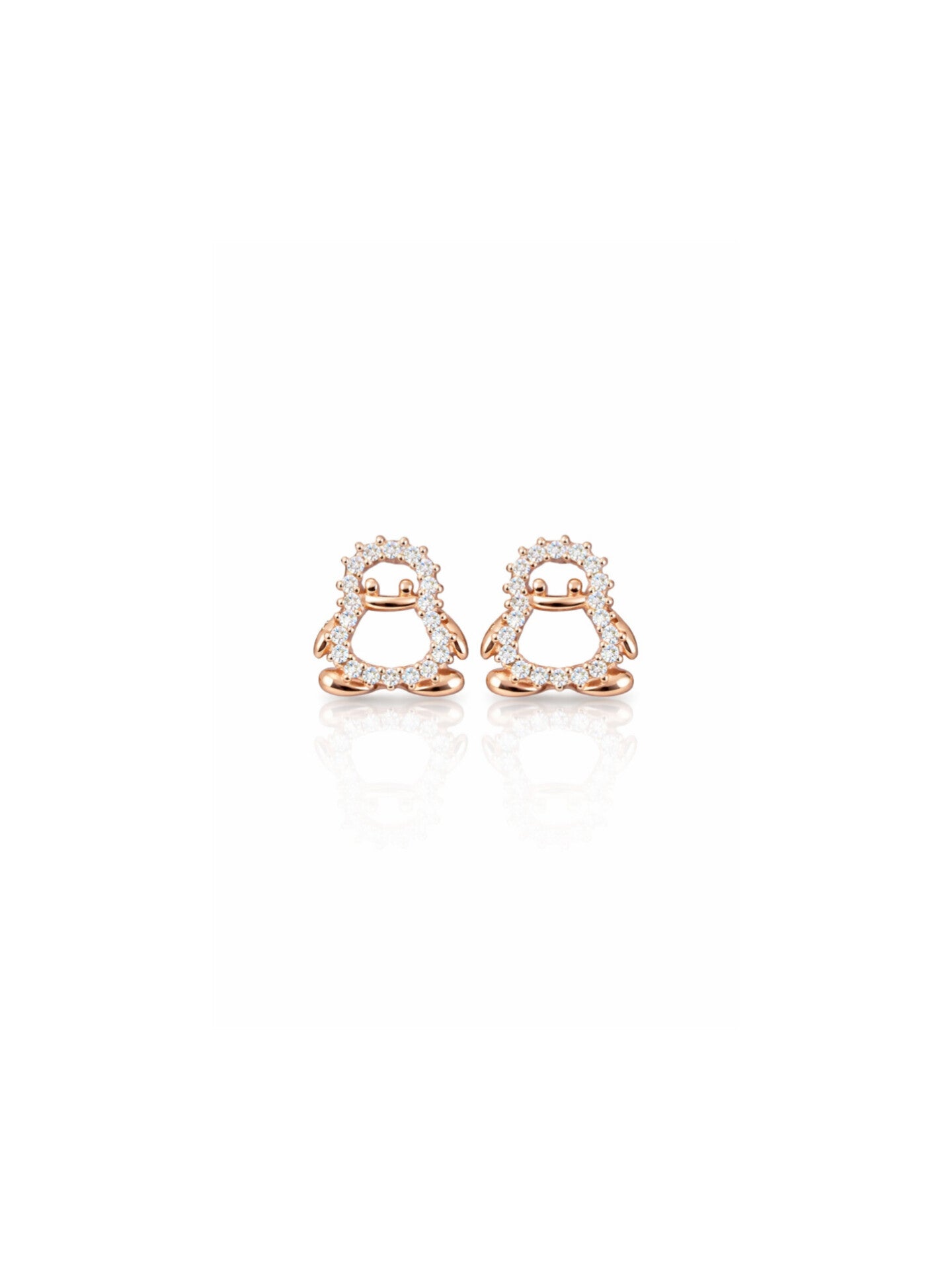 Rose Gold Pavé Penguin Stud Earrings