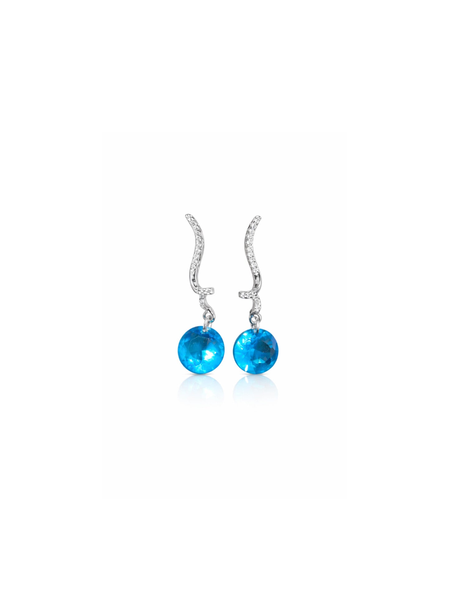 Blue Ocean Spark Crystal Dangle Earrings