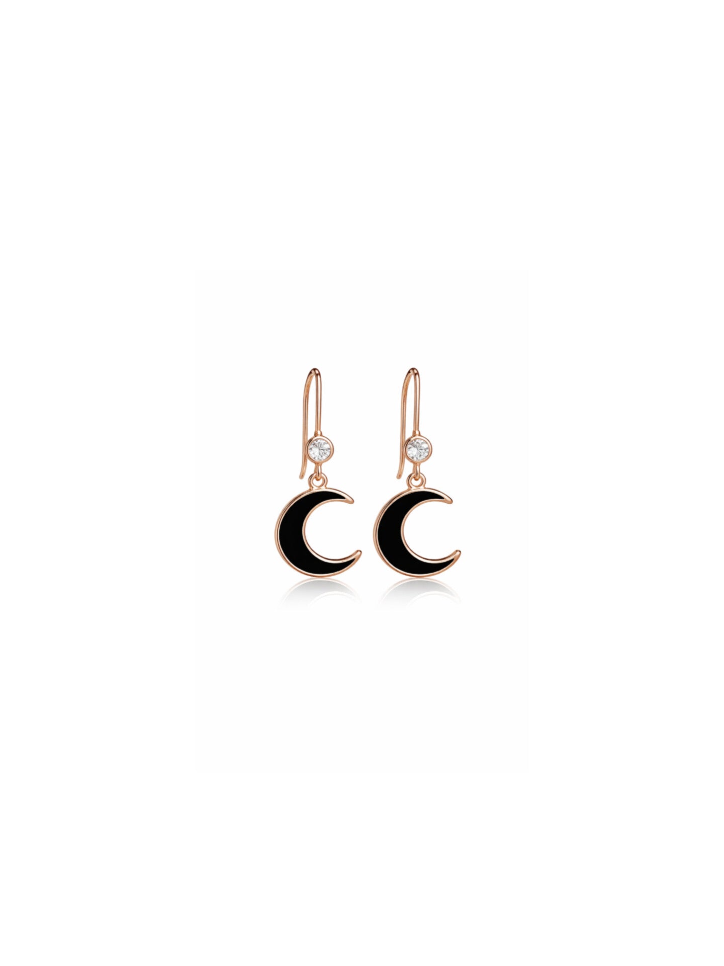 Mignight Moon Rose Gold Drop Earrings