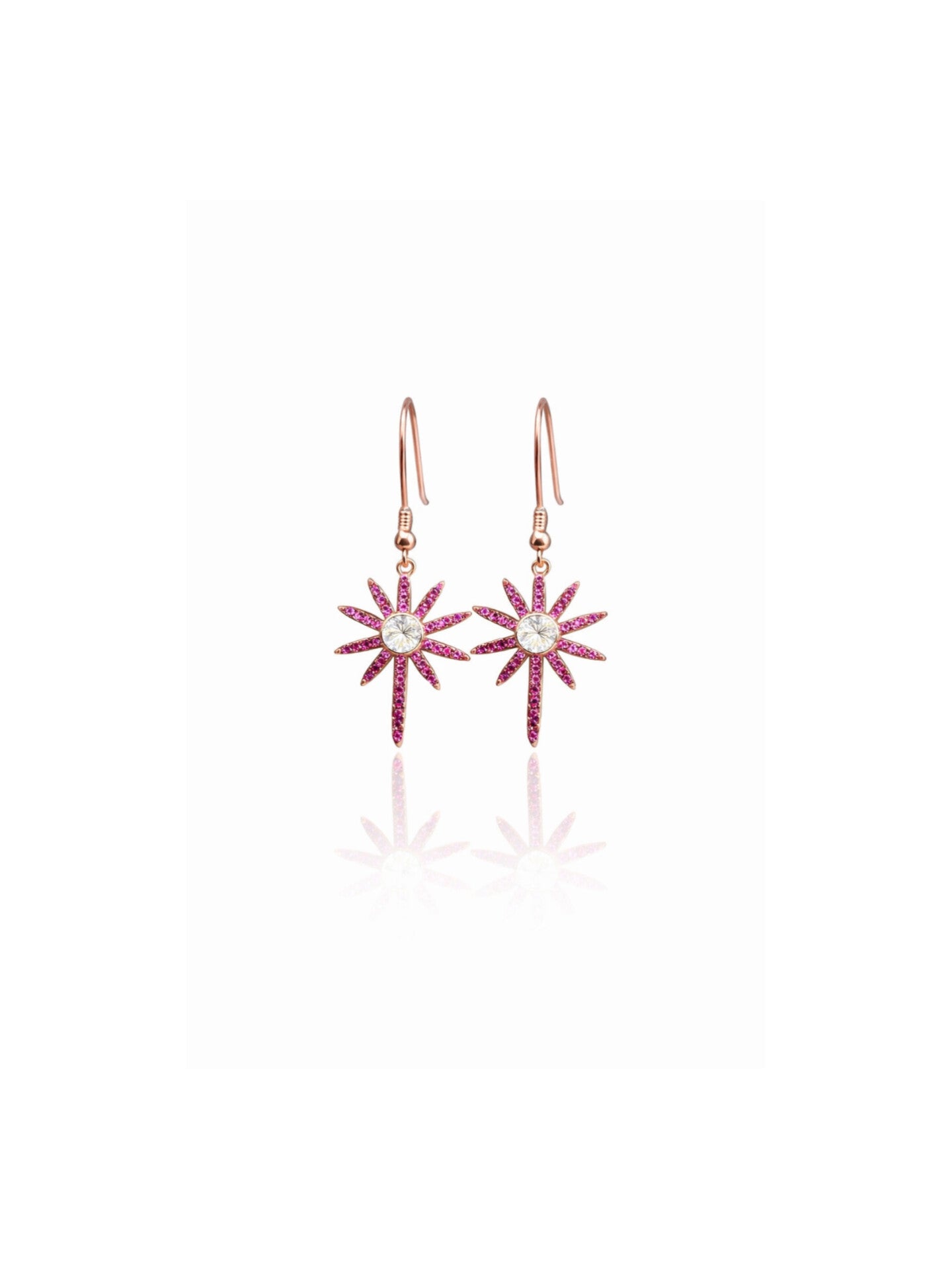 Flame in Pink Rose Gold Dangle Earrings