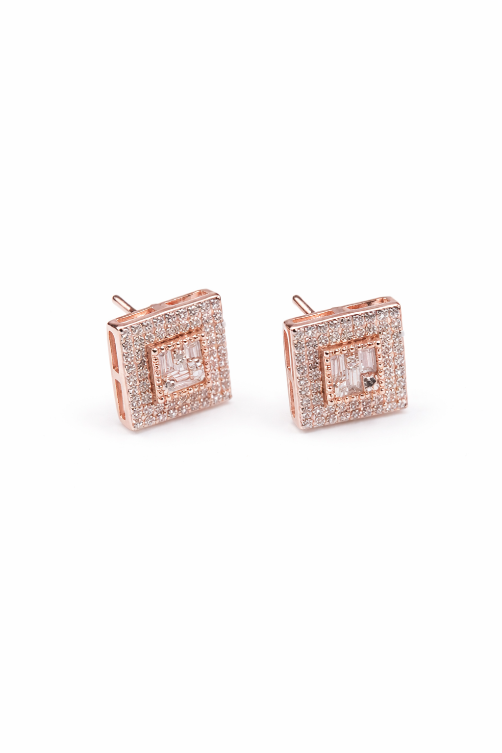 Luxe Glow Rose Gold Square Stud Earrings