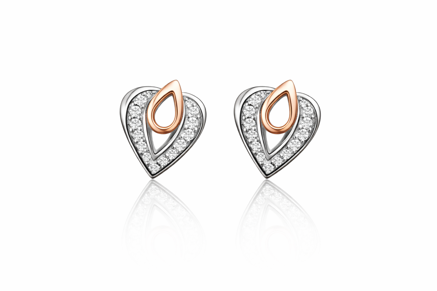 Minimal Flame Heart Stud Earrings