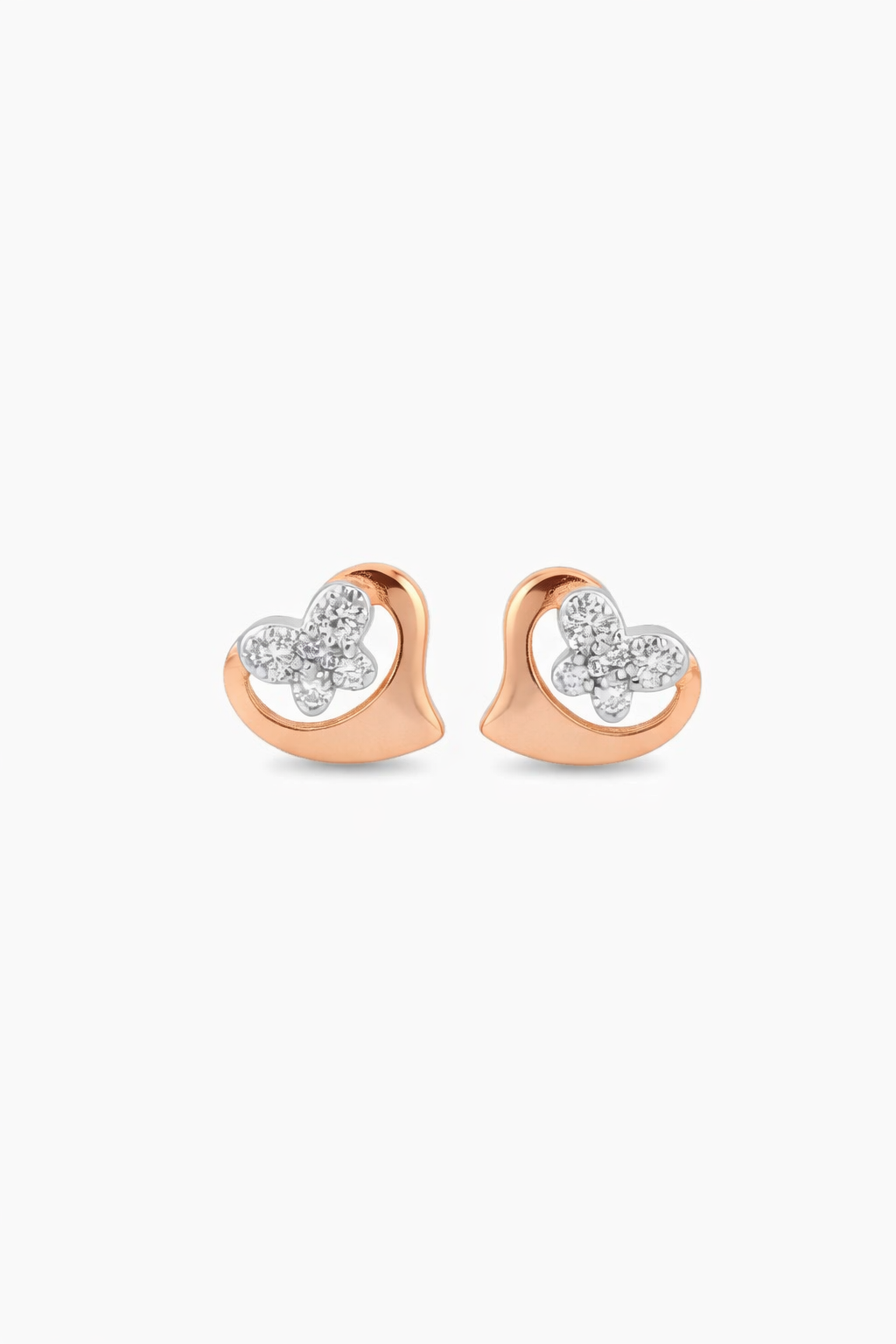 Rose Gold WhisperWing Heart Stud Earring