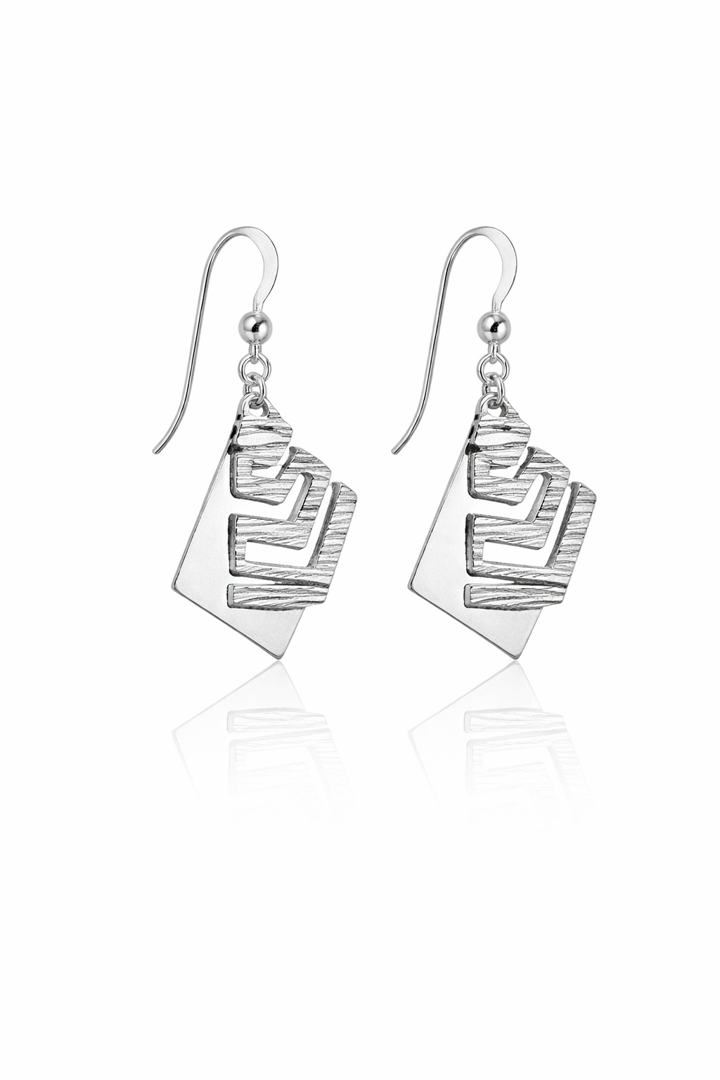 Sterling Silver Geometric Drop Earrings