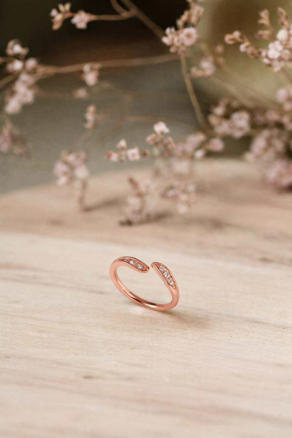 Rose Gold Adjustable Sparkling Cuff Ring