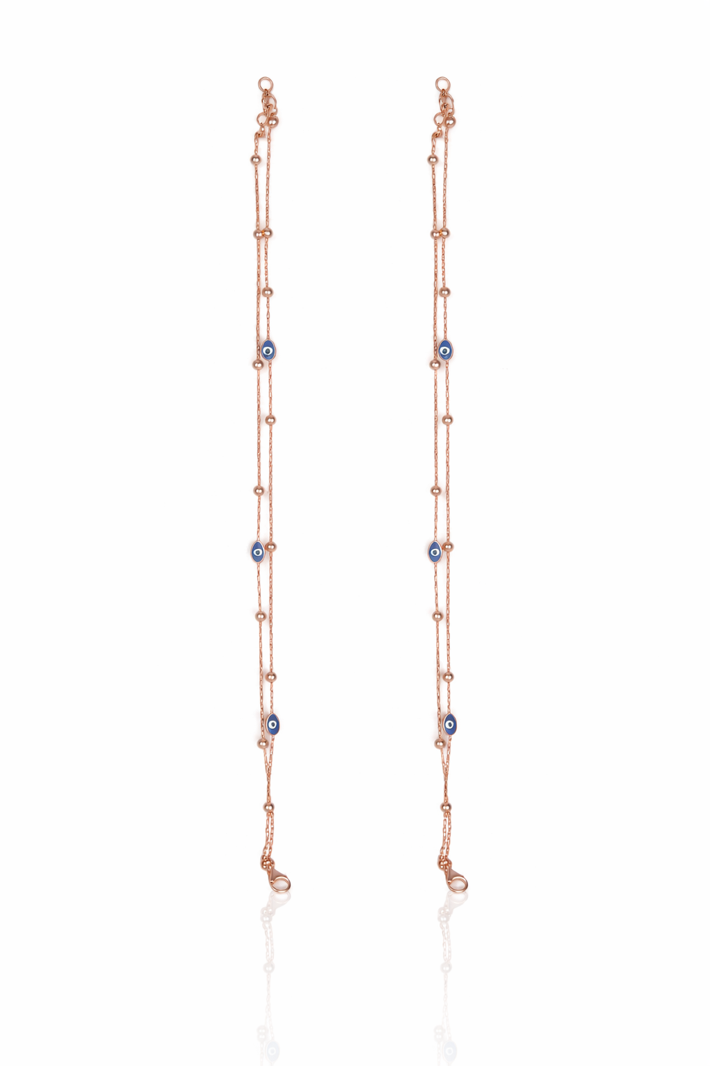 Rose Gold Blue Evil Eye Charm Anklets