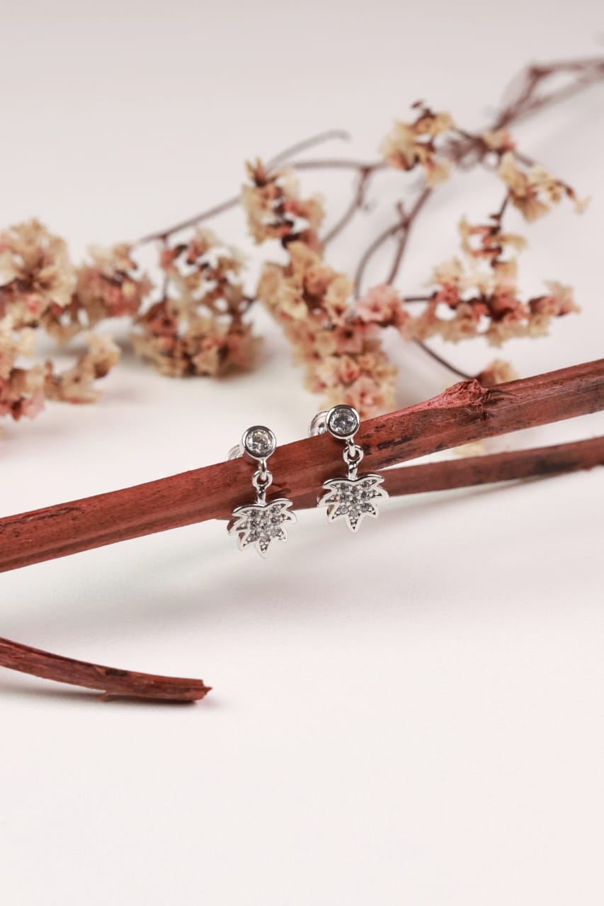 Sterling Silver Palm Drop Earrings