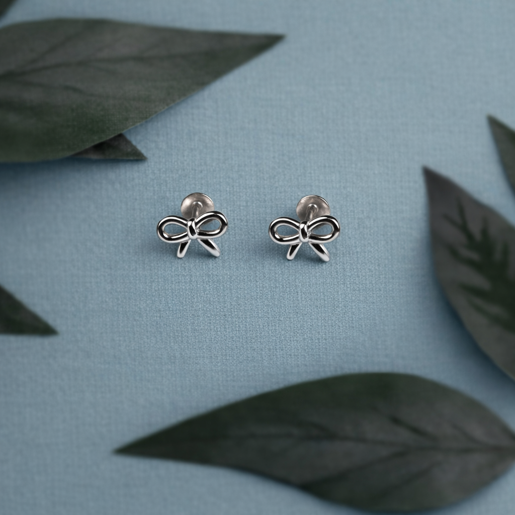 Classic Bow Sterling Silver Stud Earrings