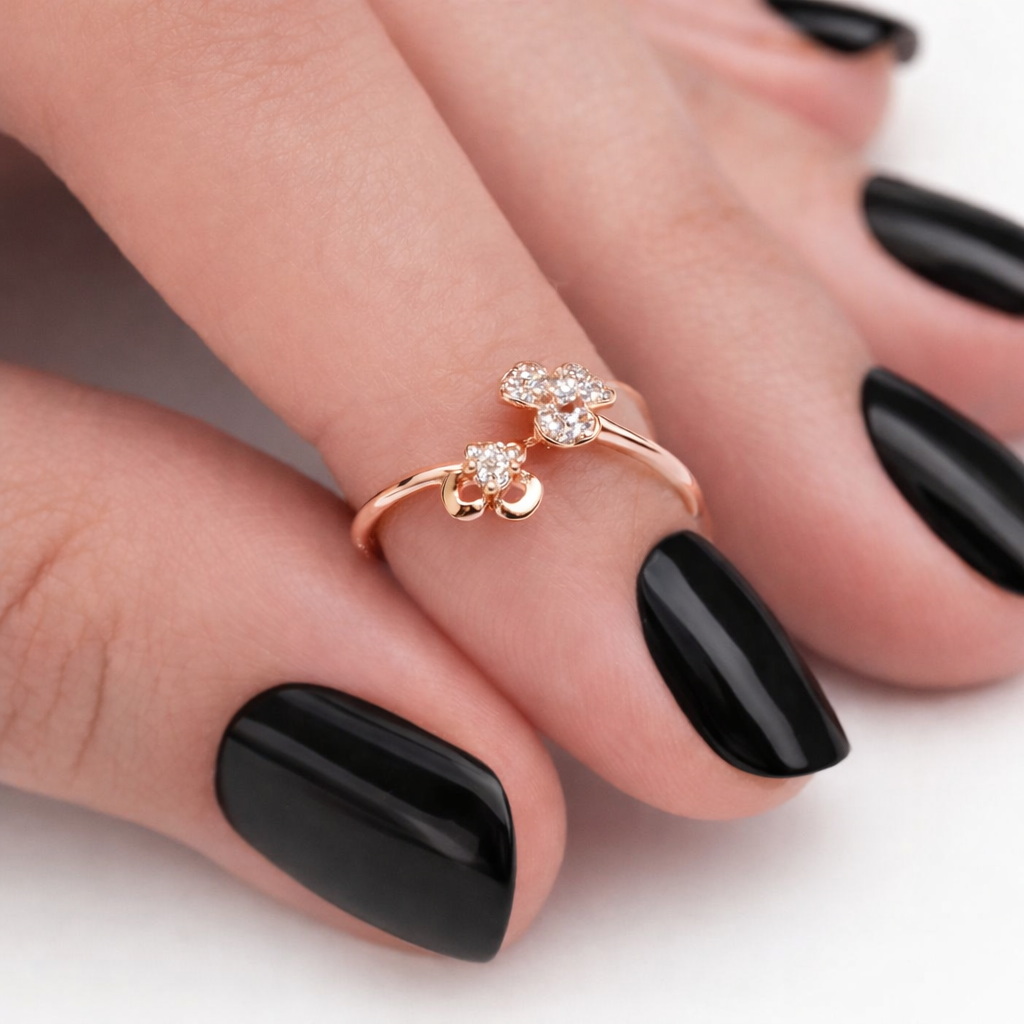 Dual Flower Rose Gold Adjustable Ring