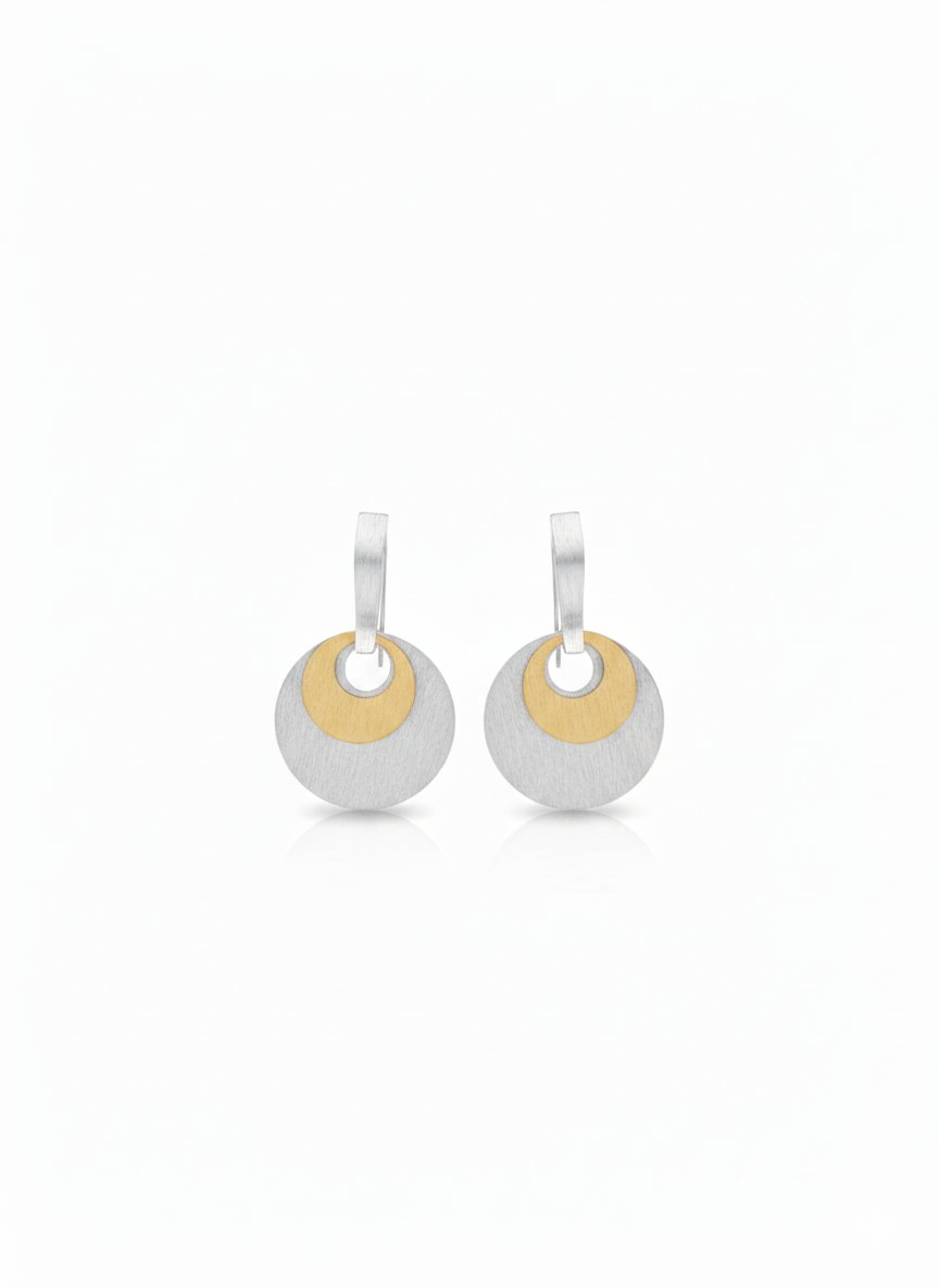 Italian Dual Tone Silver Dangle Earrings