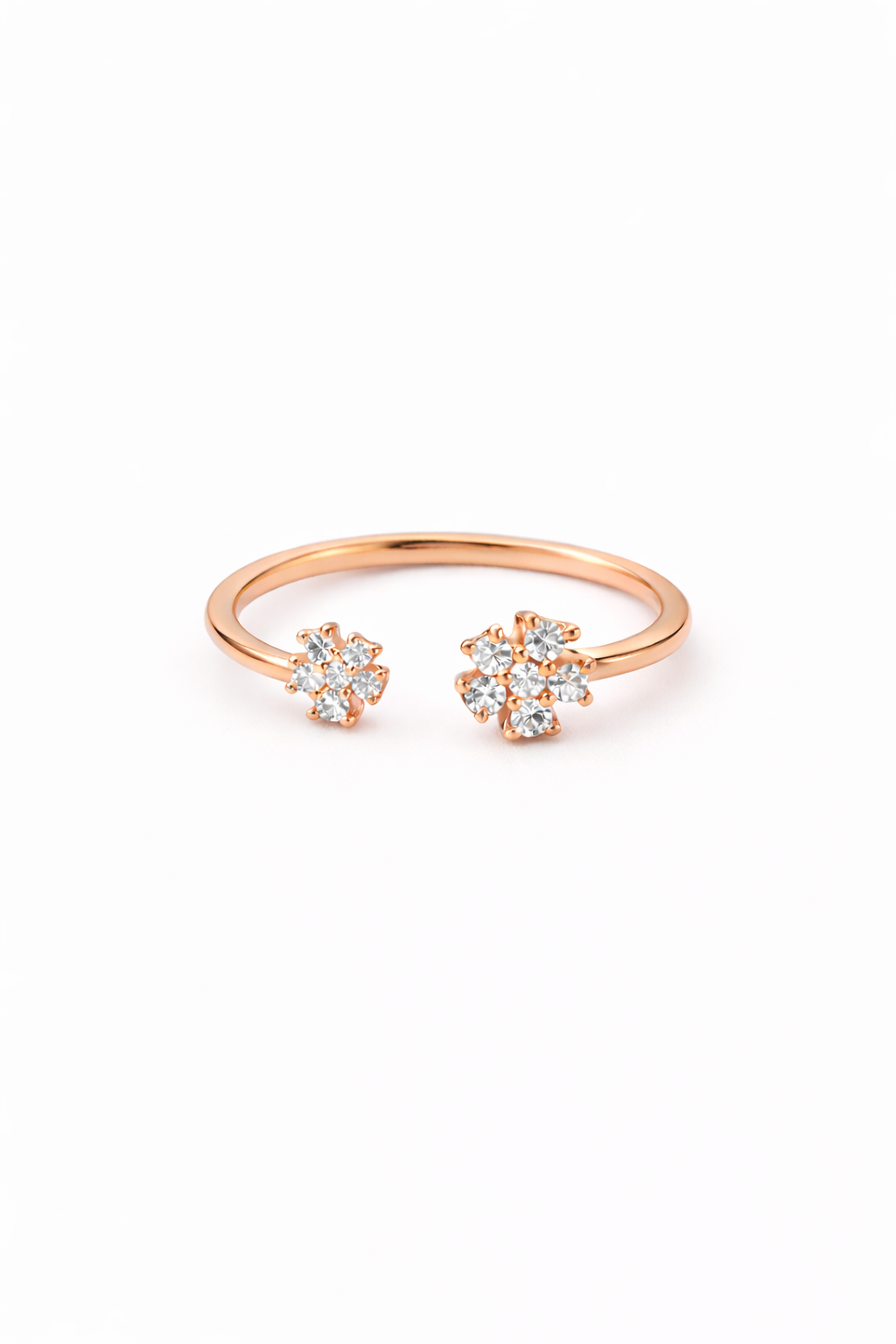 Peora Rose Gold Floral Cluster Open Ring