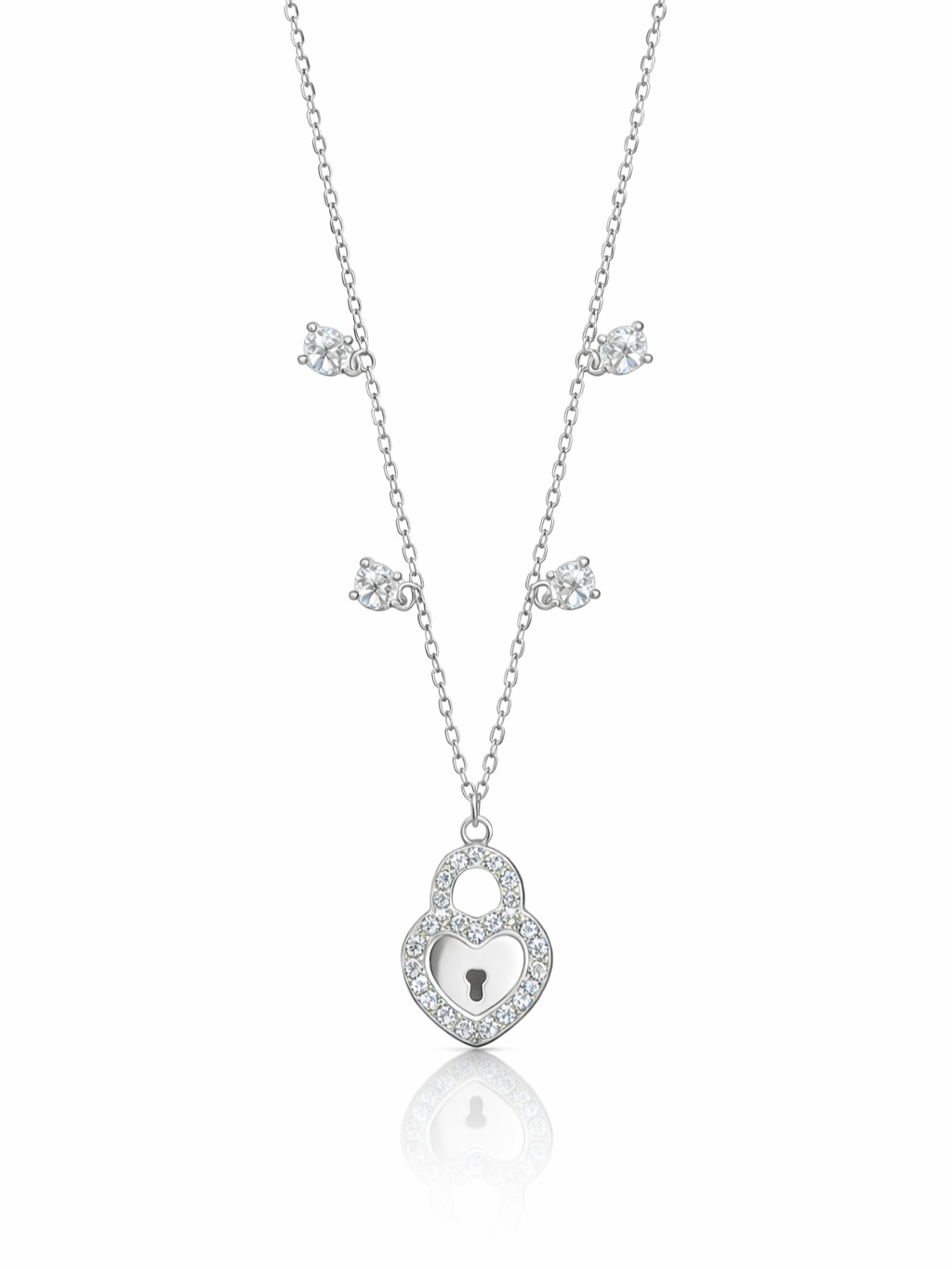 Sterling Silver Heart Padlock Necklace