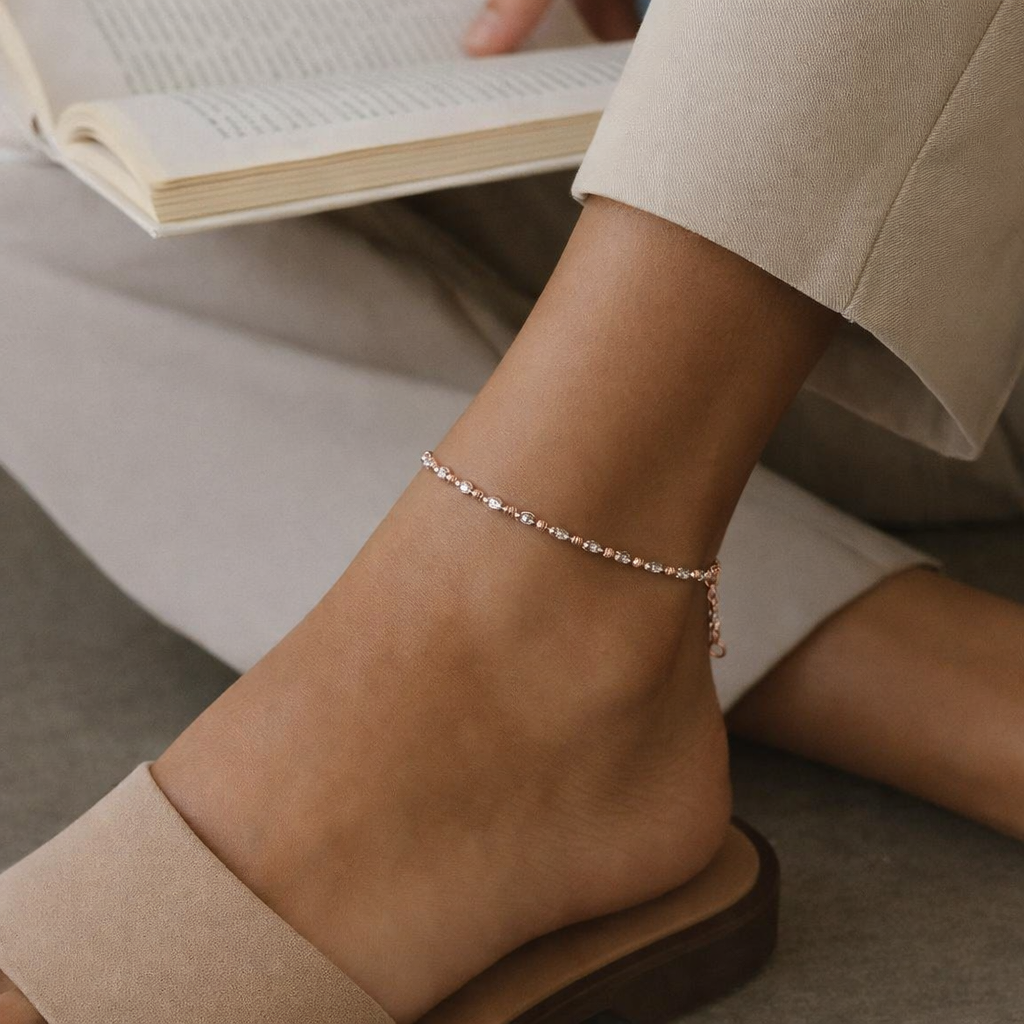 Quiet Glow Two-Tone Sterling Silver Anklet